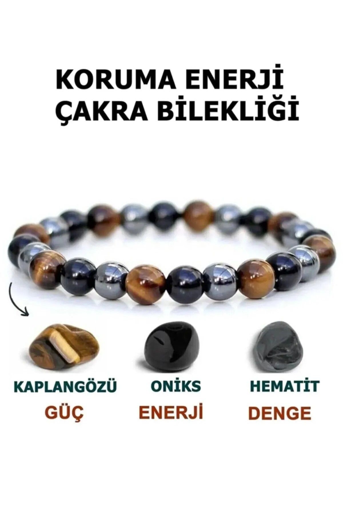 sezaiiletişim Mystic Energy Doğal Taş Koruma Enerji Çakra Bilekliği |kaplan