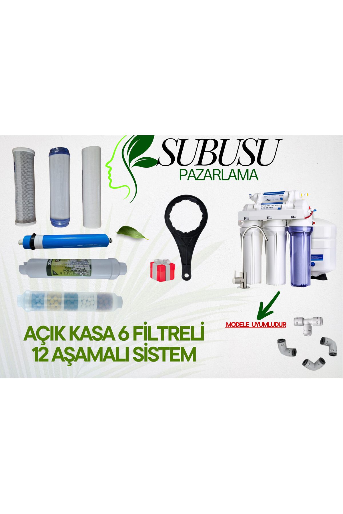 subusu pazarlama AÇIK KASA FİLTRE SETİ 6 FİLTRE 12 AŞAMALI