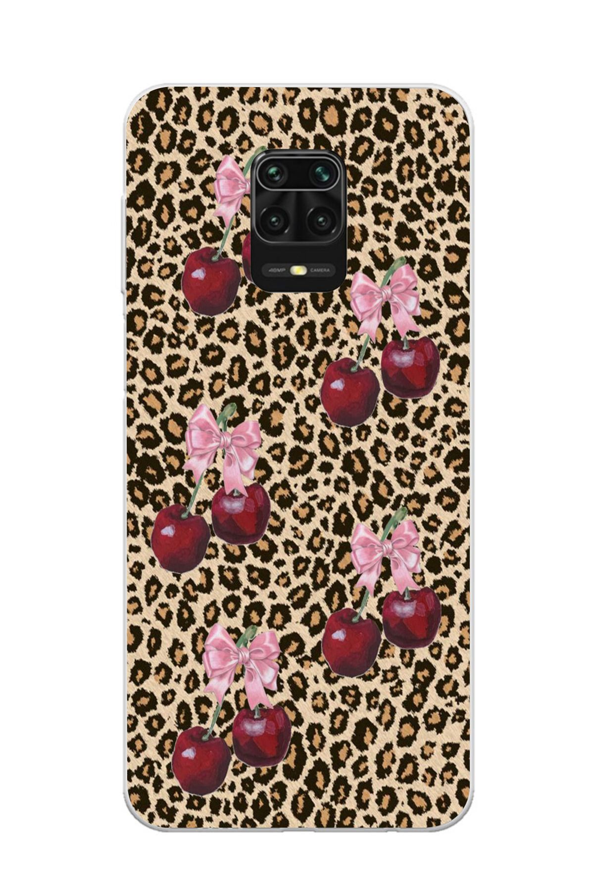 moonset Xiaomi Redmi Note 9 Pro / Note 9S Uyumlu Leopar ve Fiyonk Tasarımlı Baskılı Şeffaf Telefon Kılıfı