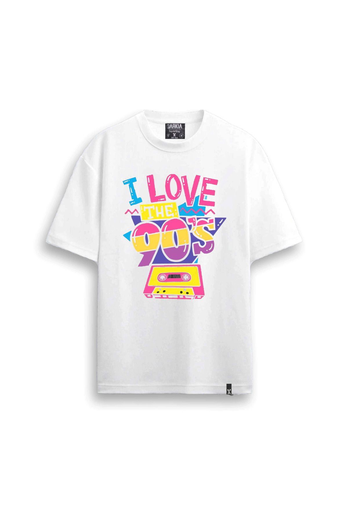 sielta 90 I Love Vintage Baskılı Bisiklet Yaka Unisex Beyaz Tişört T-shirt