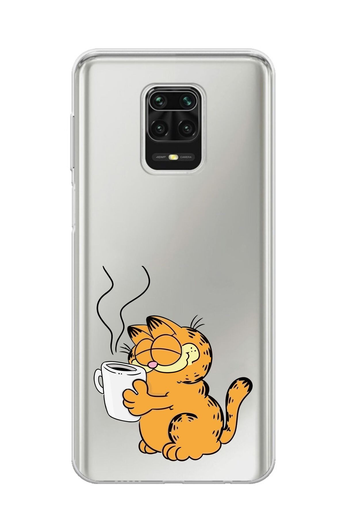 moonset Xiaomi Redmi Note 9 Pro / Note 9S Uyumlu Garfield Tasarımlı Baskılı Şeffaf Telefon Kılıfı