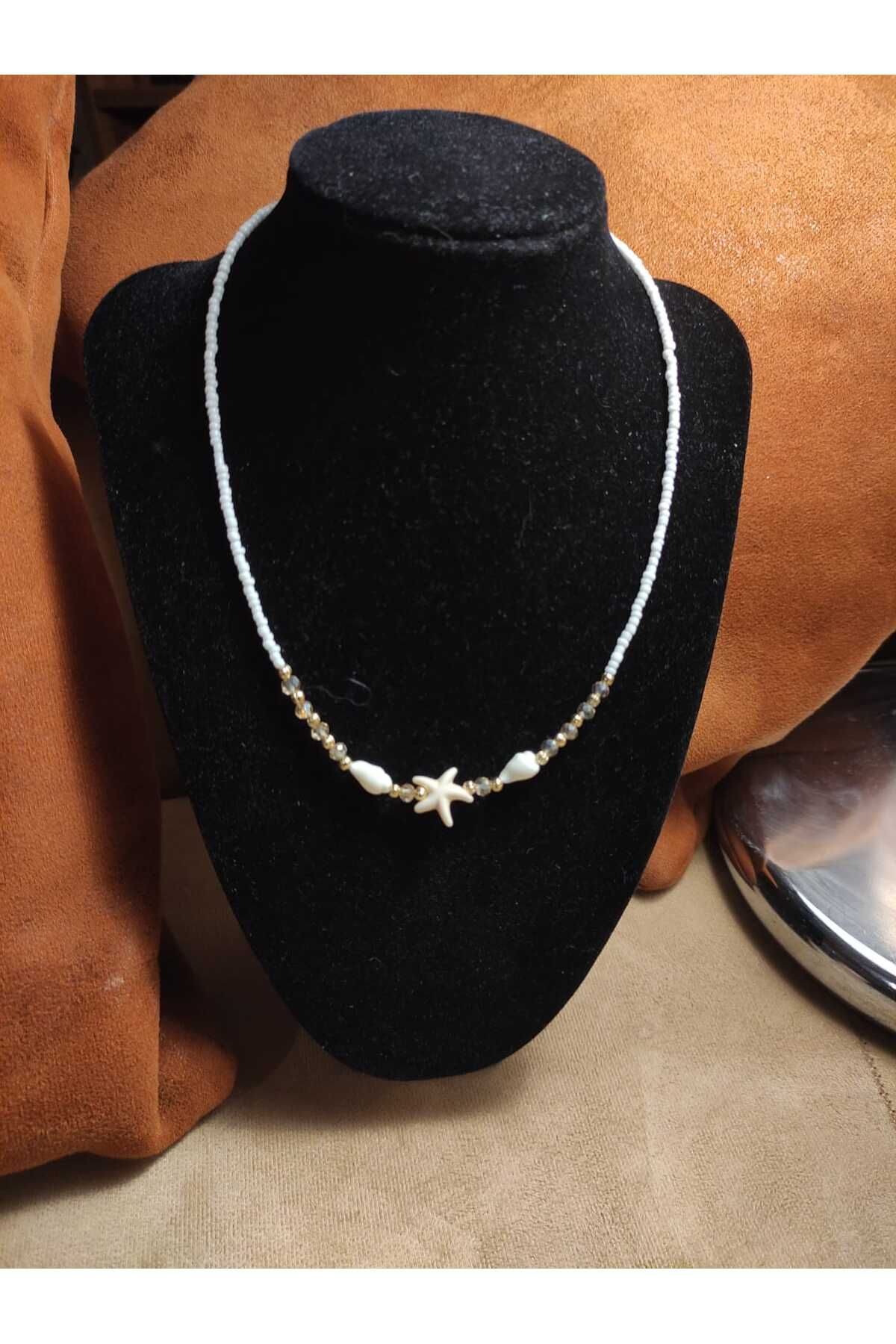 MODA Hand Made El Emeği Kadın Deniz Kabuğu ve Kum Boncuk Kolye