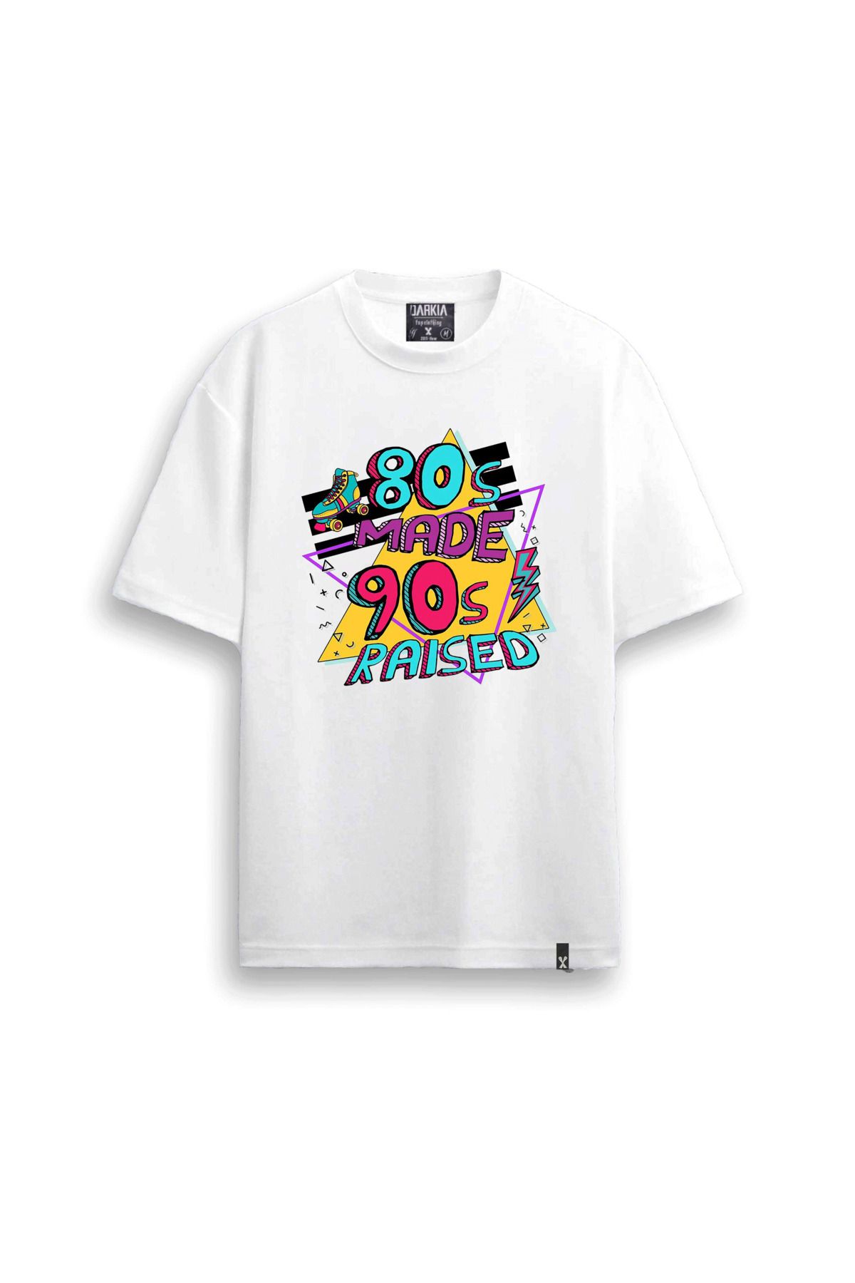 sielta 90's Vintage Baskılı Bisiklet Yaka Unisex Beyaz Tişört T-shirt