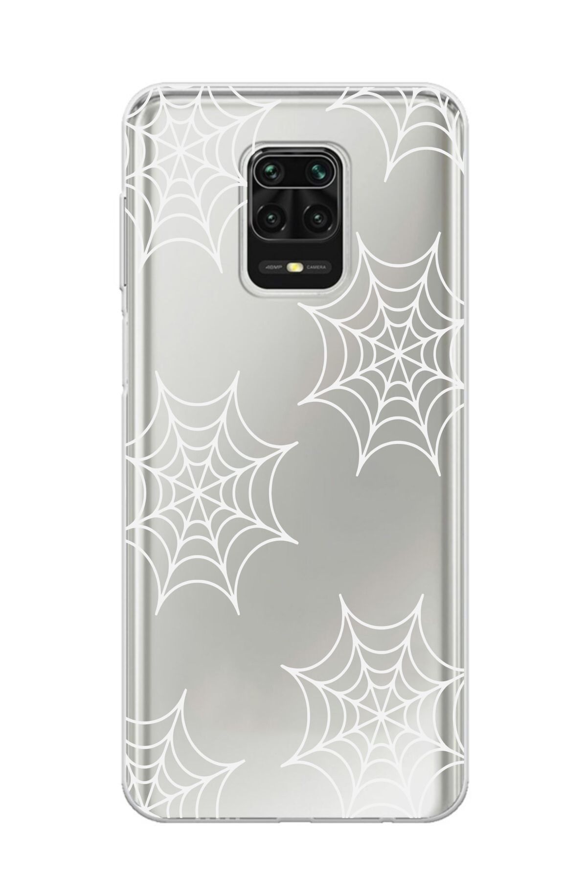 moonset Xiaomi Redmi Note 9 Pro / Note 9S Uyumlu Örümcek Ağ Tasarımlı Baskılı Şeffaf Telefon Kılıfı