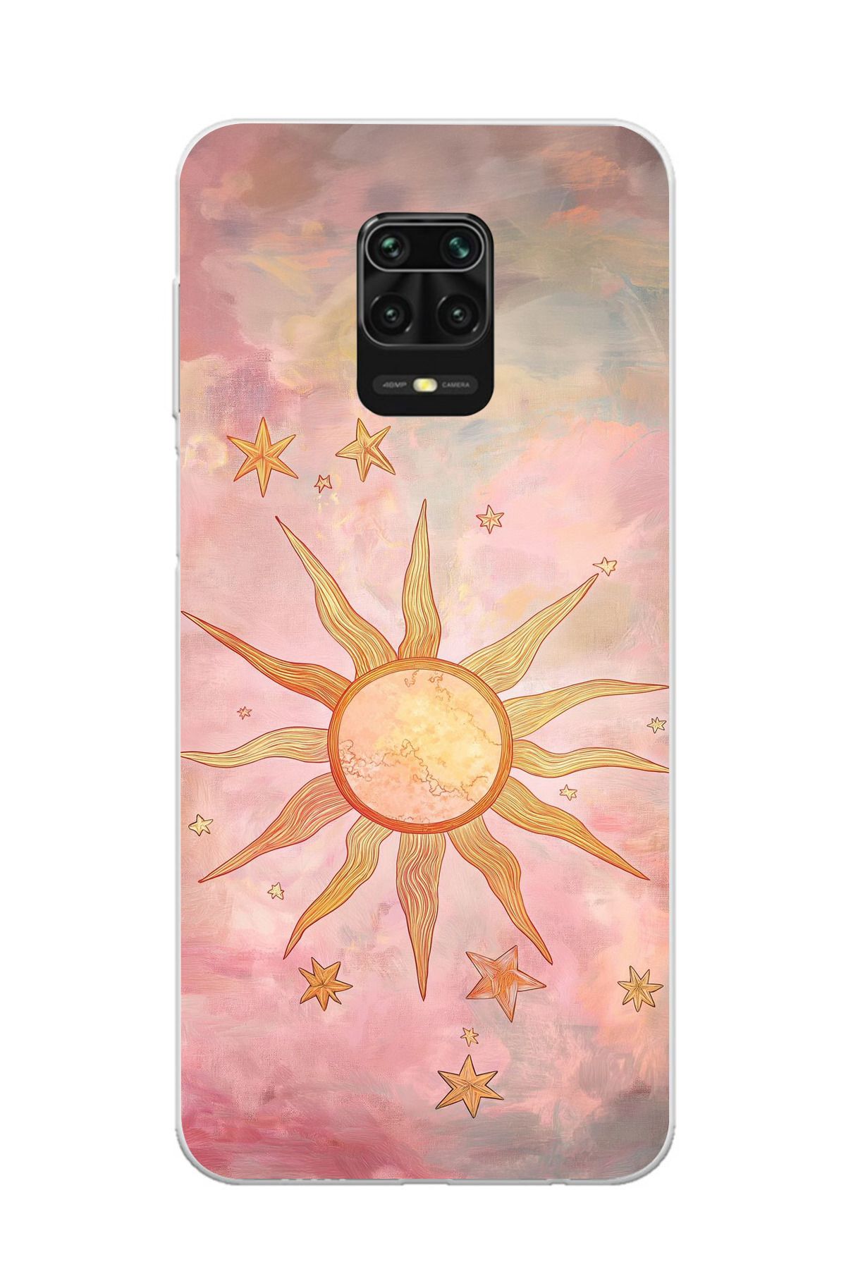 moonset Xiaomi Redmi Note 9 Pro / Note 9S Uyumlu Güneş Tasarımlı Baskılı Şeffaf Telefon Kılıfı