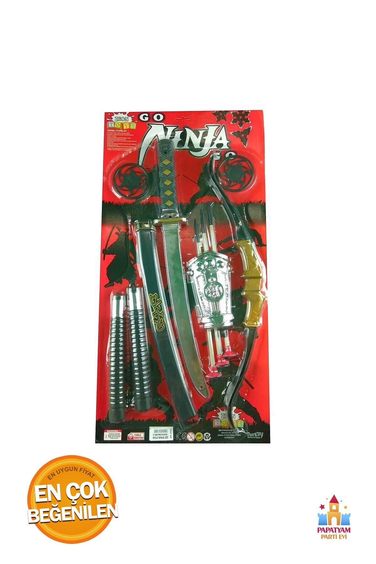 大戦祭　プレミアムパッケージサプライセット PapatyamPartiEvi Ninja Samuray Dövüş Savaş Seti Ok Yay Kılıç