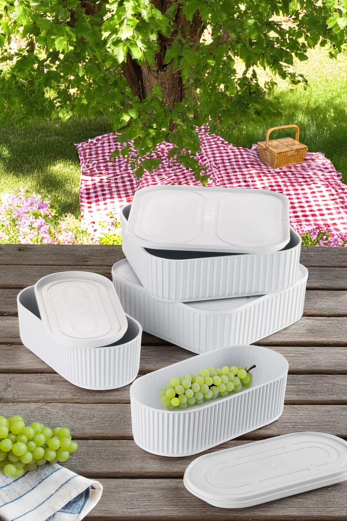 okacih 4'lü Ekonomik Kırılmaz Saklama Kabı Setii Dondurucuya Uygun 2 Kare + 2 Oval 8.4 Litre