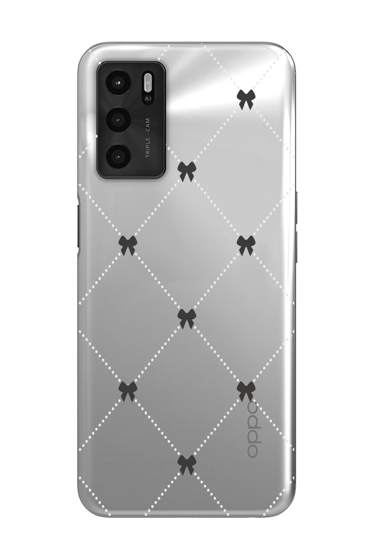 moonset Oppo A16 / A55 Uyumlu Kurdeleler Tasarımlı Baskılı Şeffaf Telefon Kılıfı