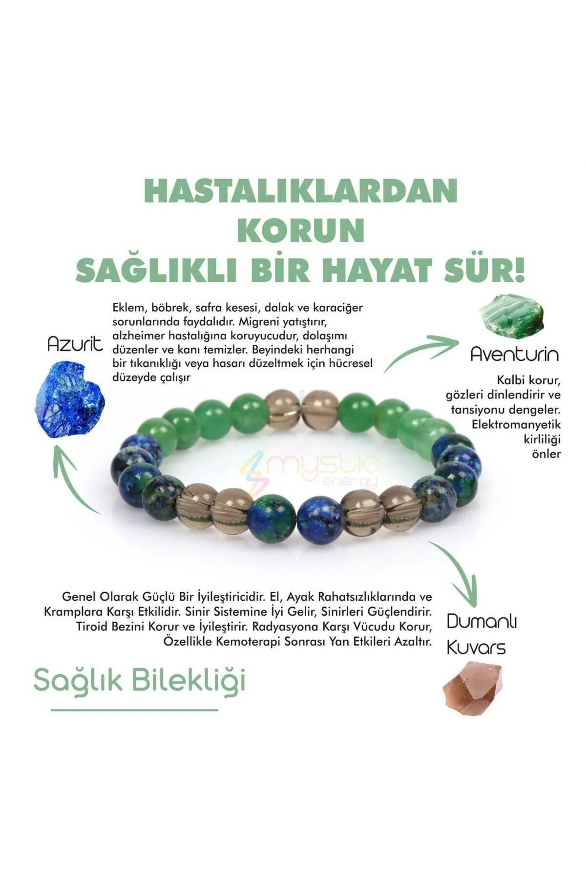 sezaiiletişim Mystic Energy Sertifikalı Sağlık Ve Şifa Tılsım Bilekliği |dumanlı