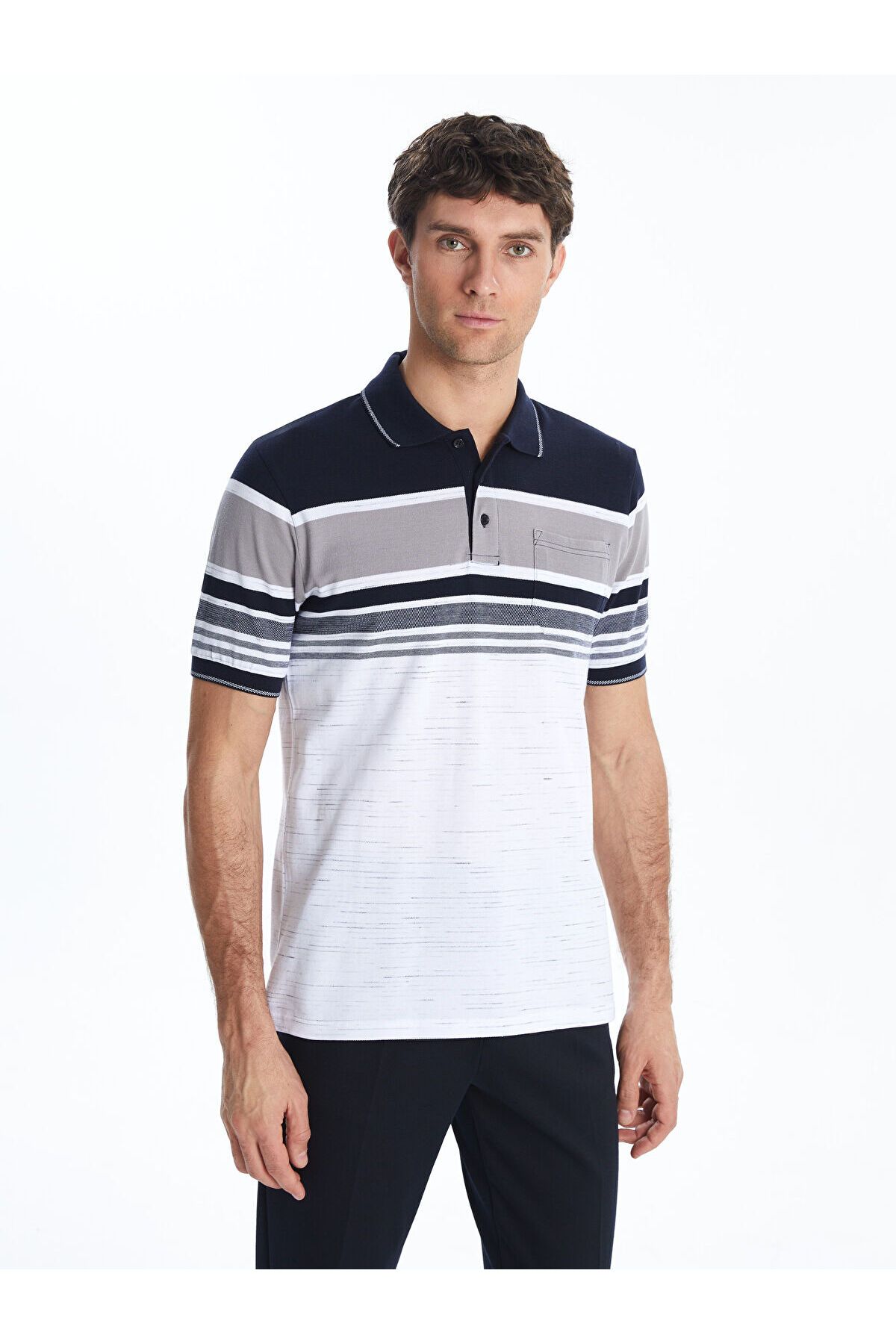 LC Waikiki Polo Yaka Çizgili Pike Erkek Tişört