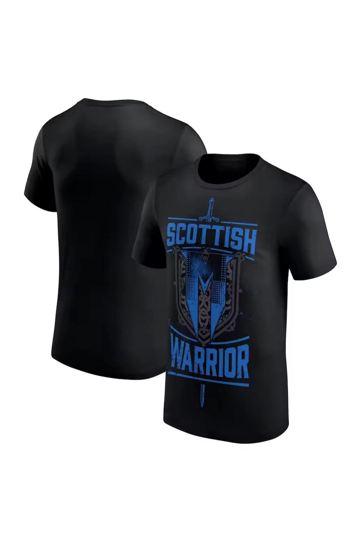 LEIVOR Drew Mcintyre Scottish Warrior Baskılı Siyah Erkek Pamuk T-shirt