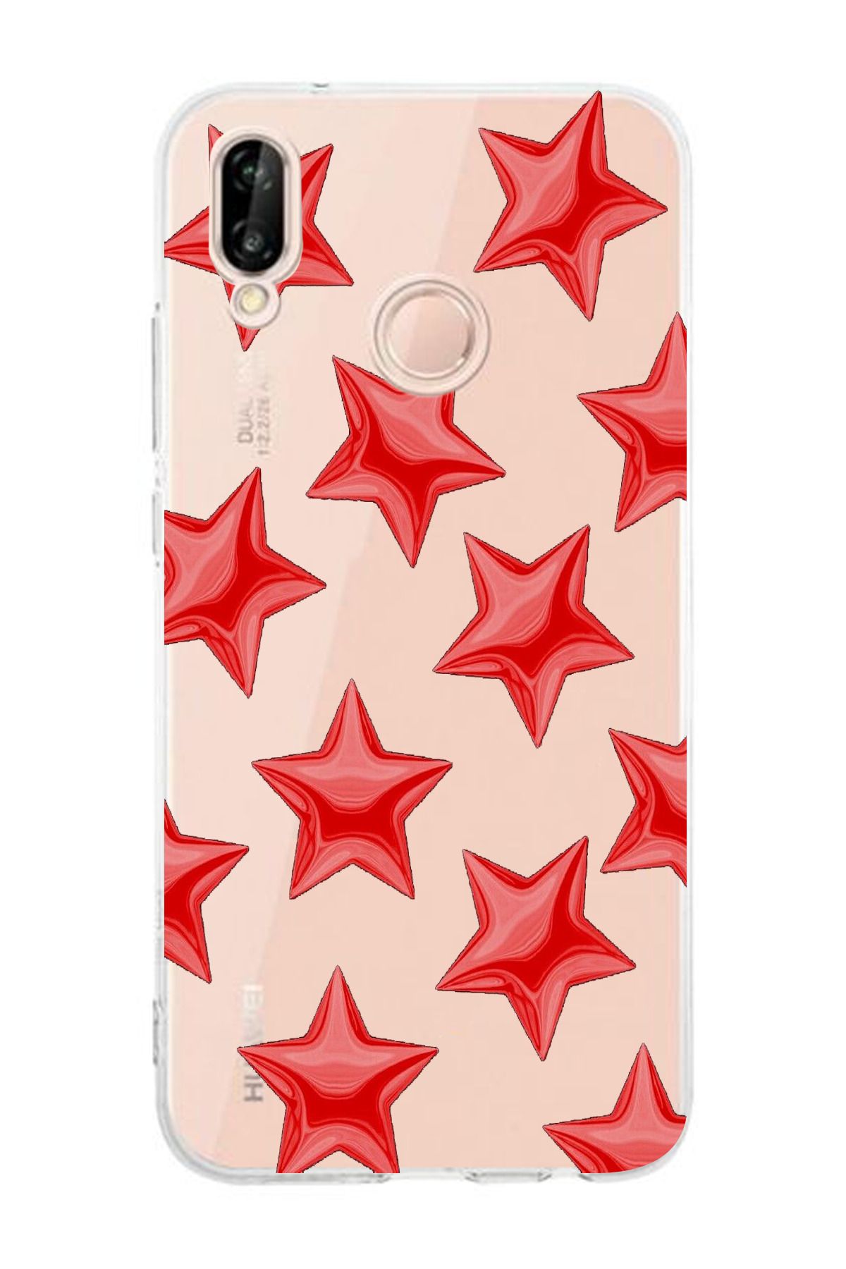 moonset Huawei P20 Lite Uyumlu Yıldızlar Tasarımlı Baskılı Şeffaf Telefon Kılıfı