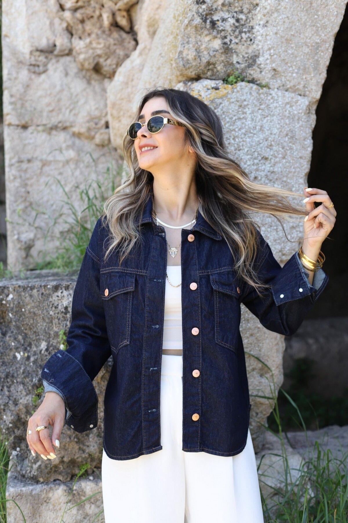 bytugcekaya Koyu Mavi Orjin Denim Gömlek