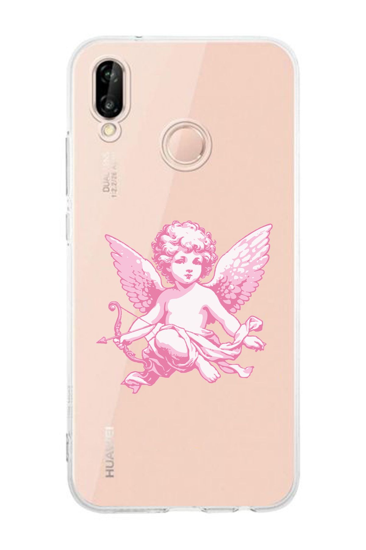 moonset Huawei P20 Lite Uyumlu Melek Tasarımlı Baskılı Şeffaf Telefon Kılıfı