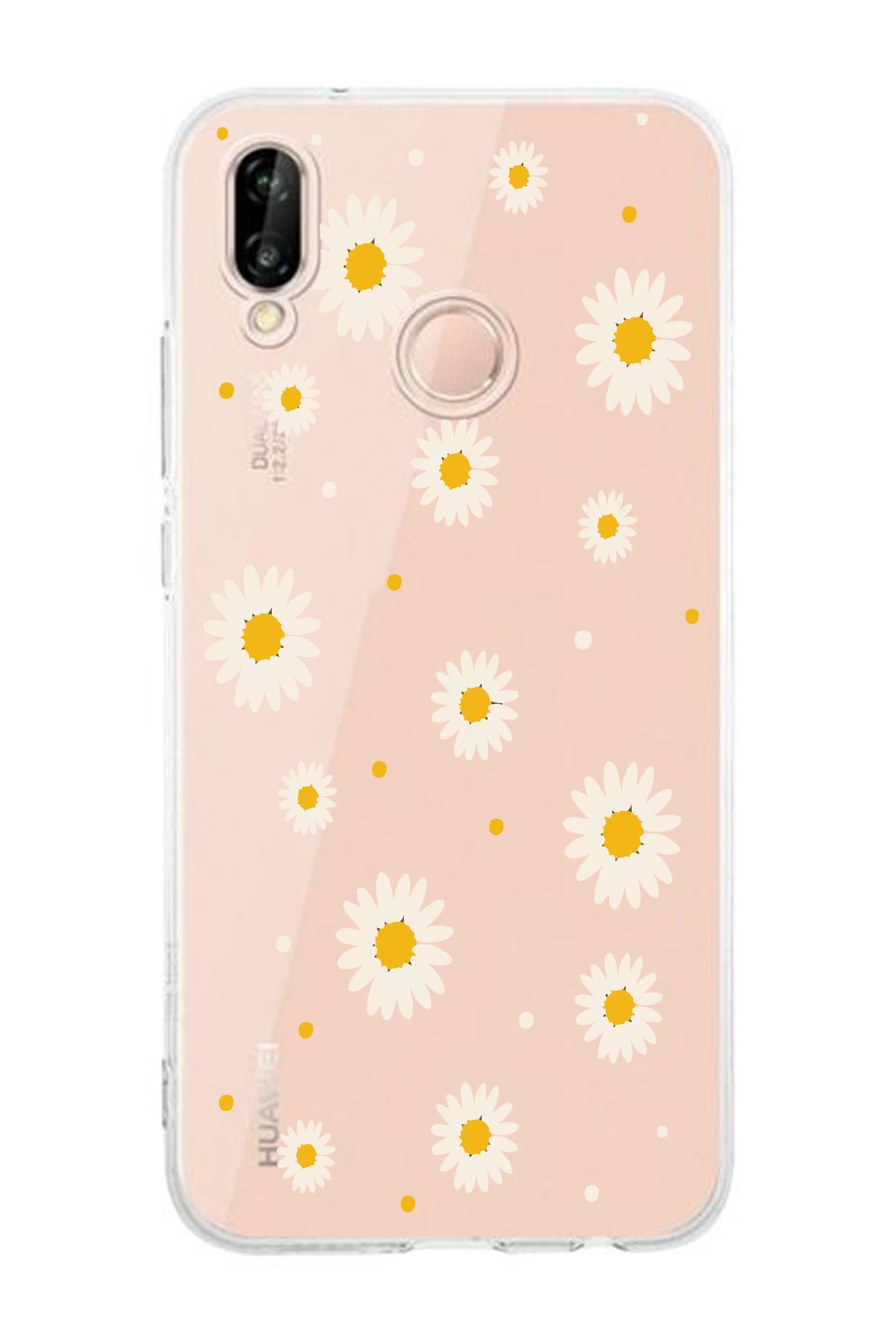moonset Huawei P20 Lite Uyumlu Papatya Tasarımlı Baskılı Şeffaf Telefon Kılıfı
