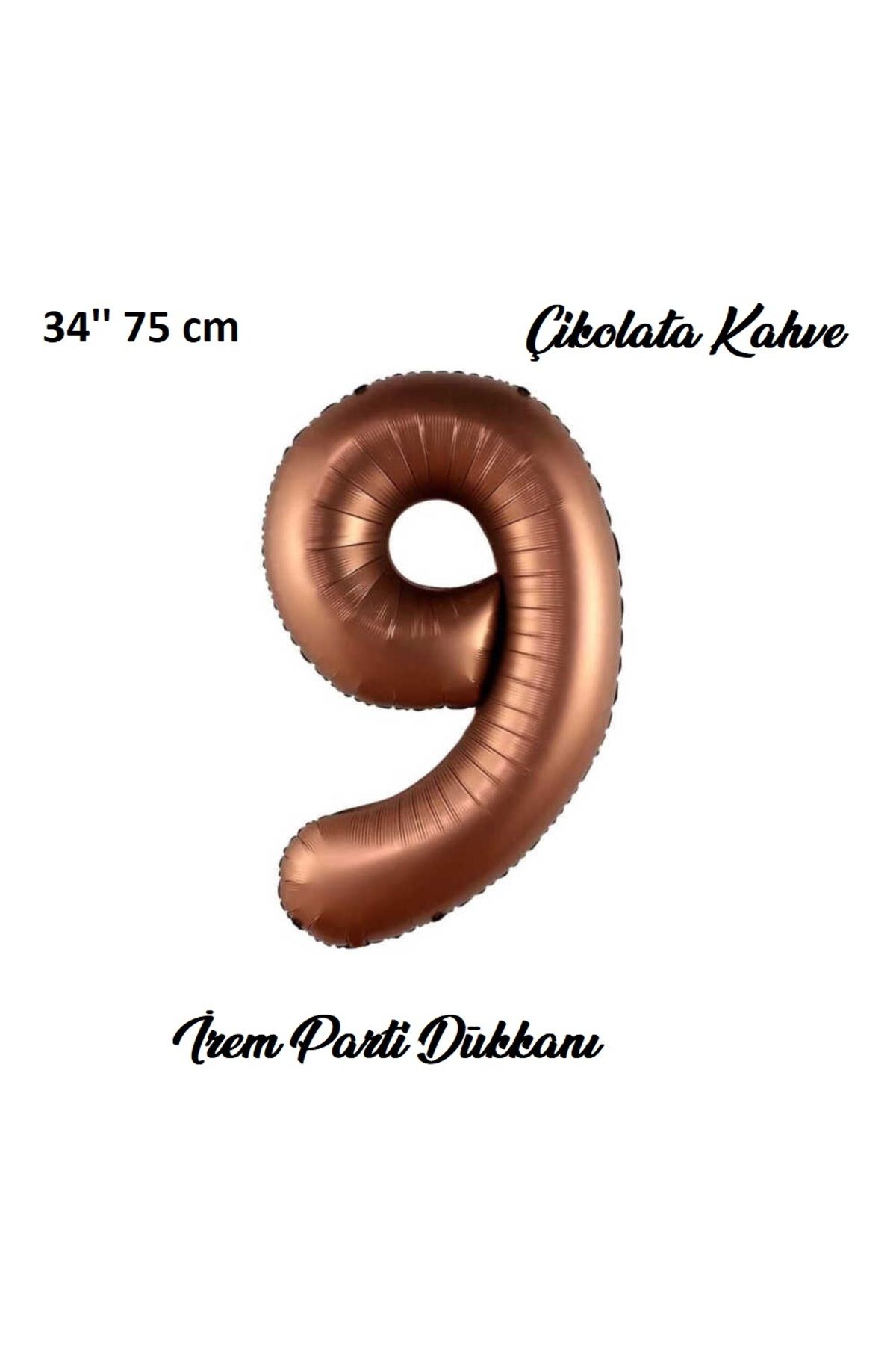 İrem Parti Dükkanı Retro Çikolata Kahve, Kahverengi 9 Yaş Rakam Balon 74 Cm 34 Inç
