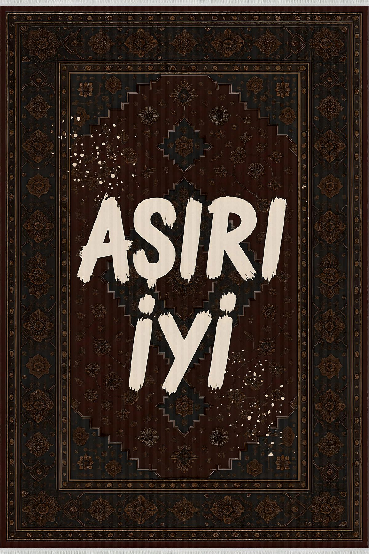 TNYLOF Klasik Motifli "Aşırı İyi" Halı – Retro Yazılı Tasarım | Kaymaz, Yıkanabilir, Robot Süpürge Uyumlu