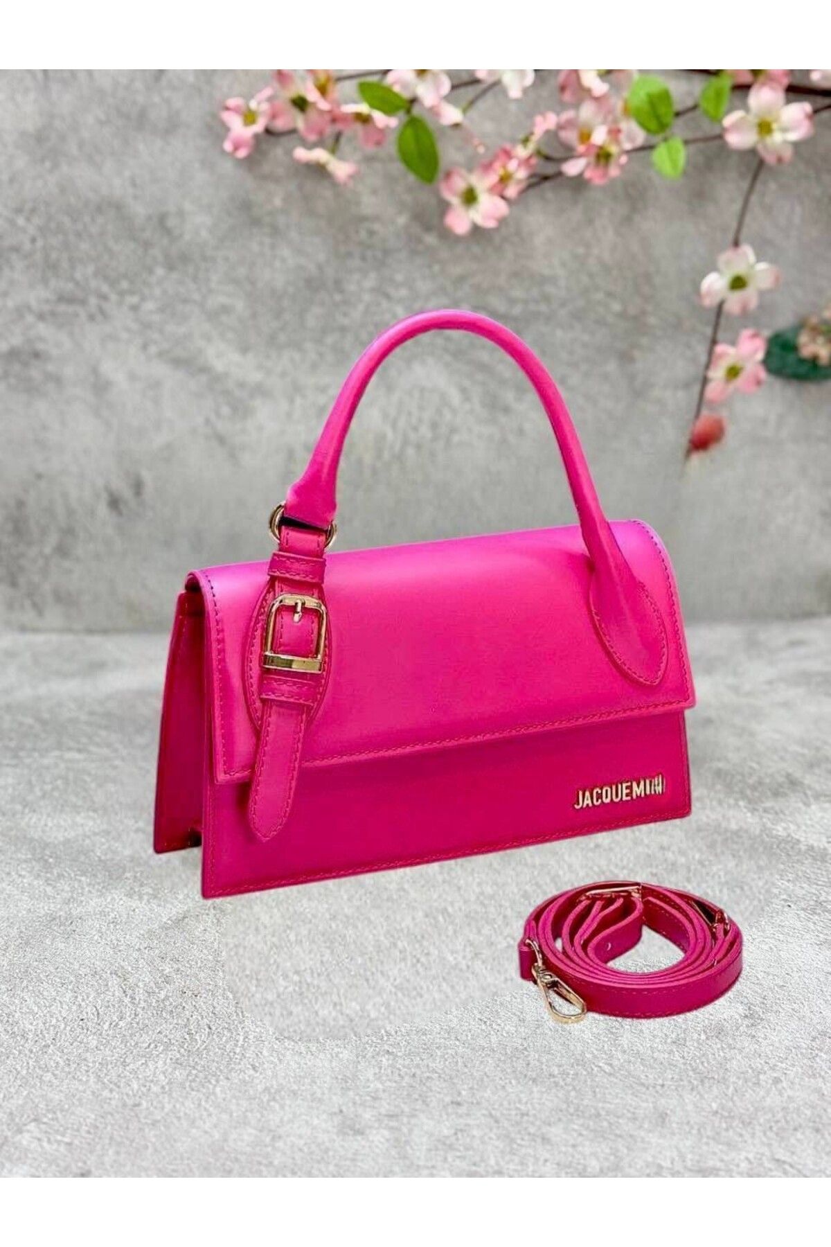 LEAUDER WOMEN KADIN ASKILI METAL AKSESUARLI EL VE OMUZ ÇANTASI LONG BOUNCLE SİZE 24*14 CM