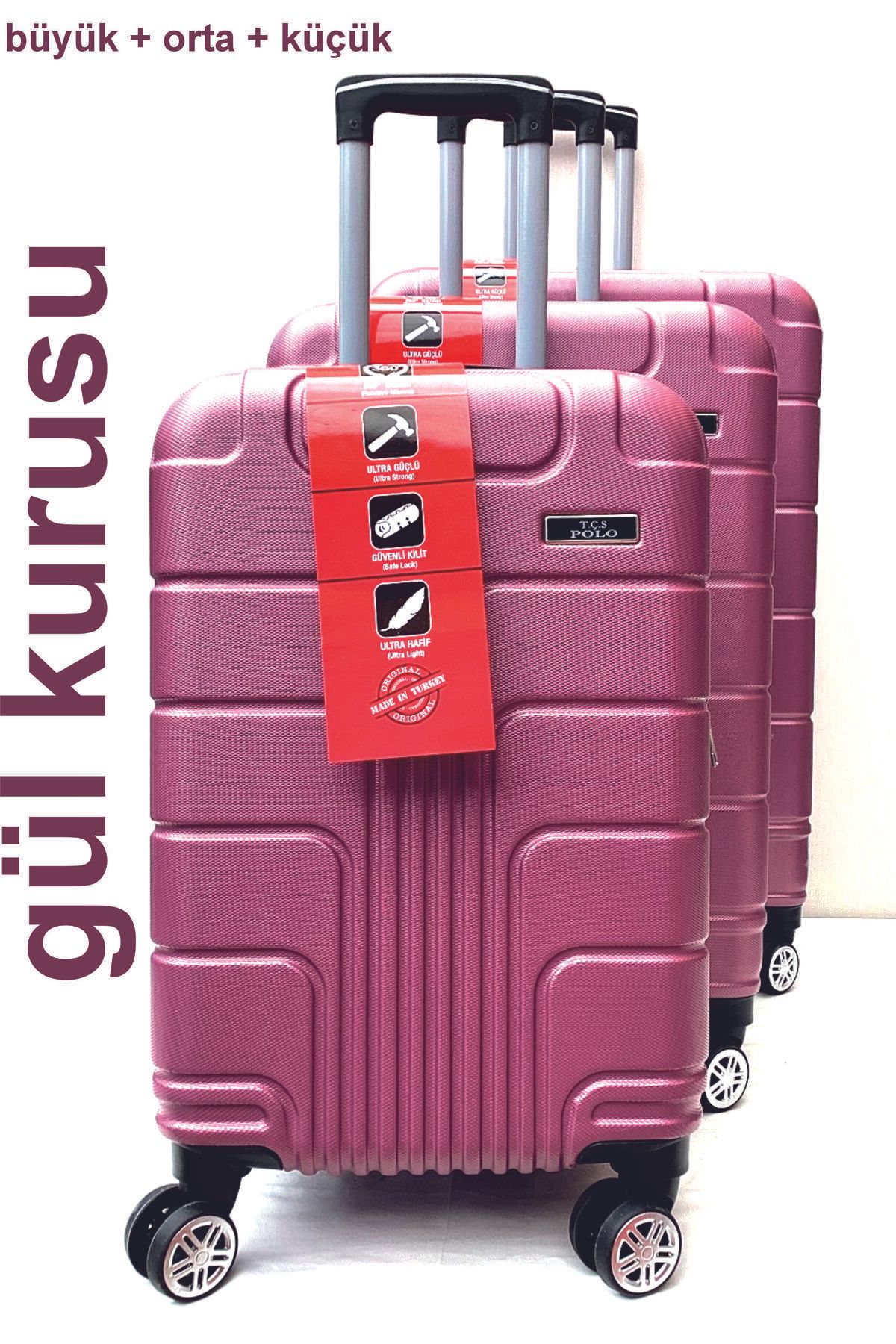 BOYRAZ HESAPLI---ORTA KALİTE---ABS 3 LÜ VALİZ SETİ