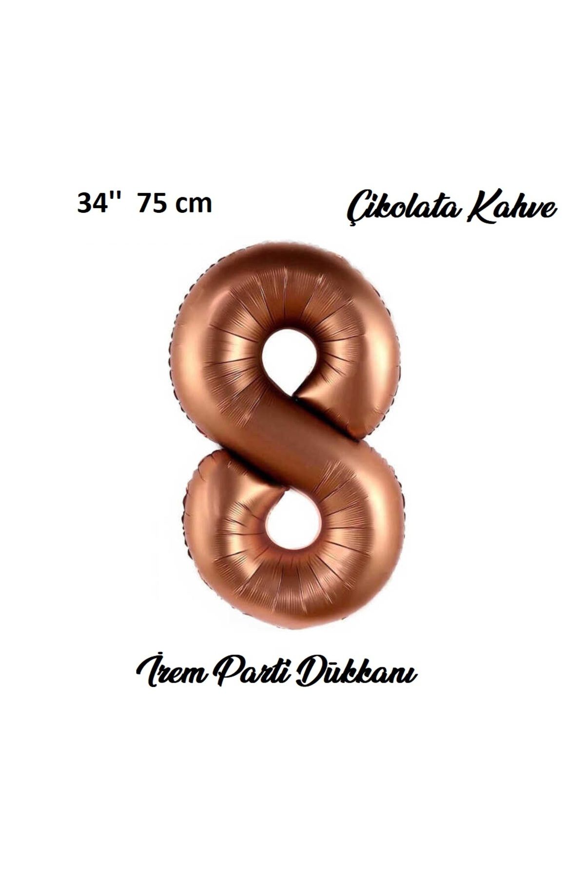 İrem Parti Dükkanı Retro Çikolata Kahve, Kahverengi 8 Yaş Rakam Balon 74 Cm 34 Inç