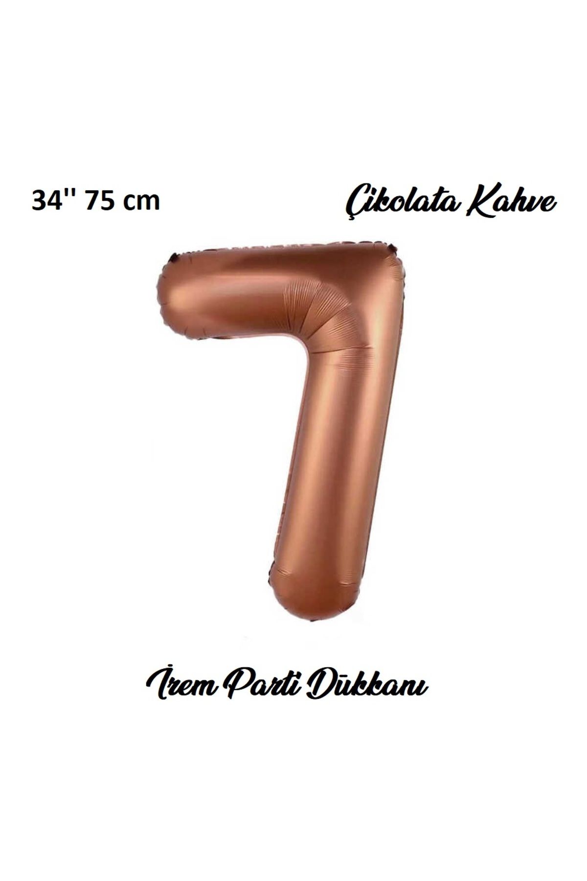 İrem Parti Dükkanı Retro Çikolata Kahve, Kahverengi 7 Yaş Rakam Balon 74 Cm 34 Inç