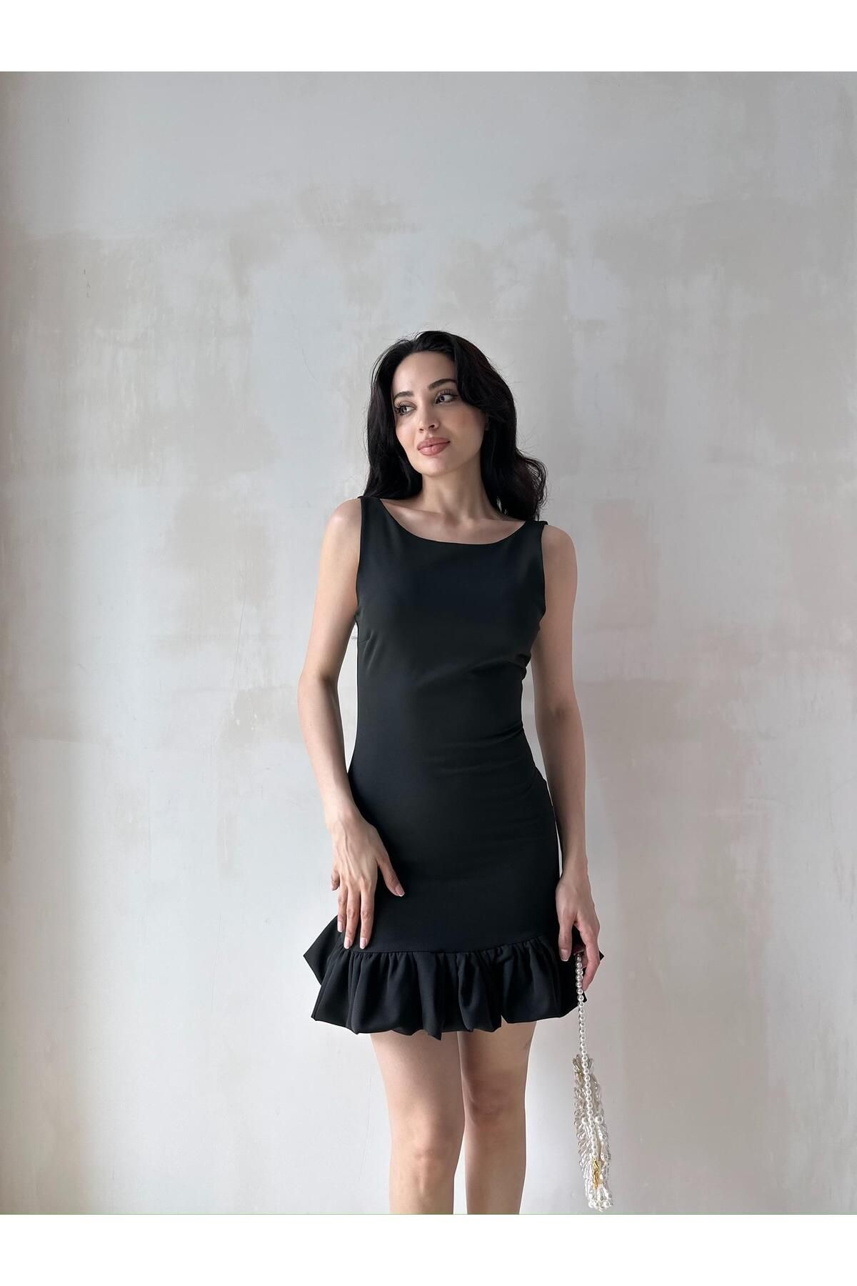 Mooi Butik BROCA Mini Elbise 0980 - Siyah