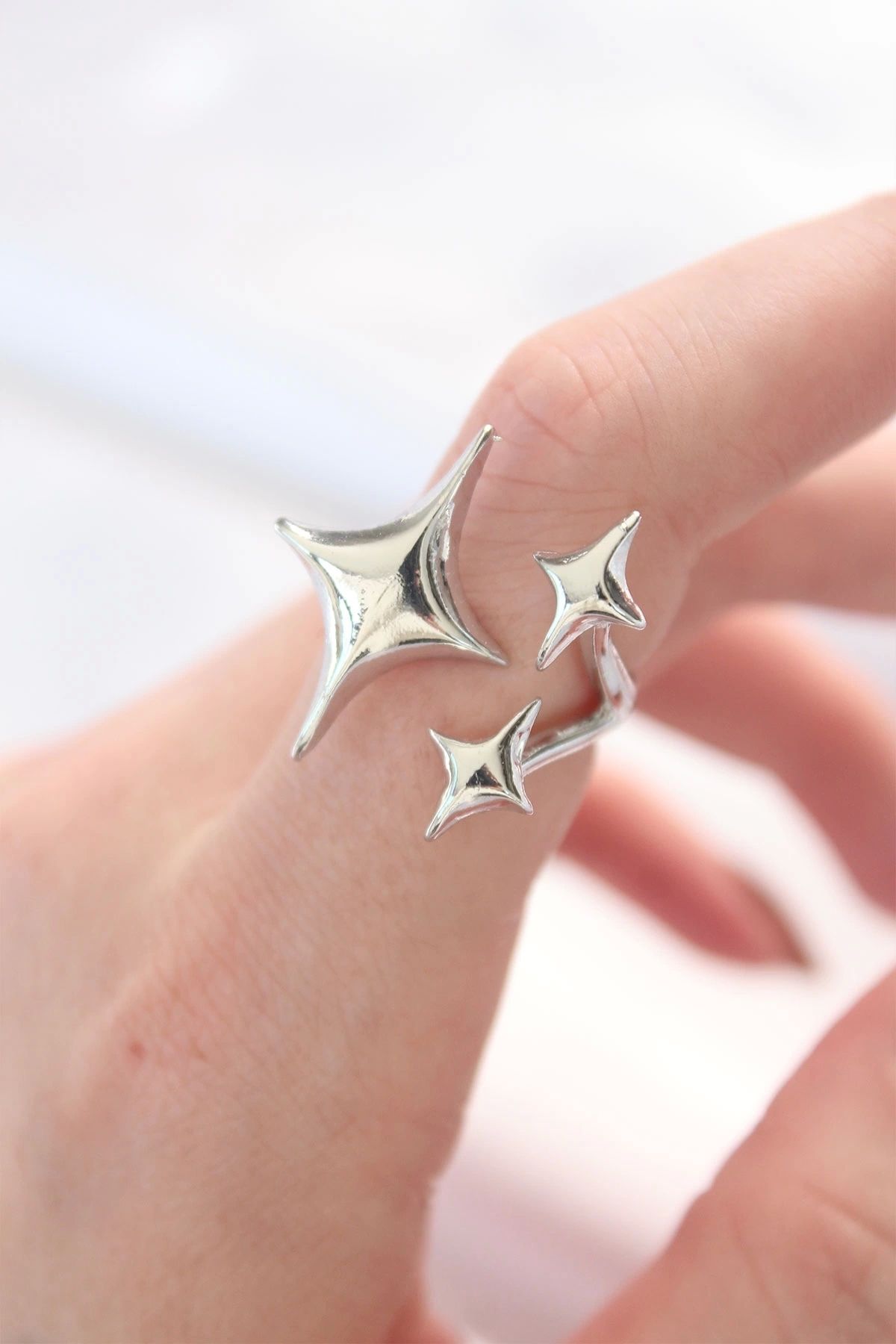 Clariss Silver Renk 3lü Kuzey Yıldızı Ayarlanabilir Yüzük