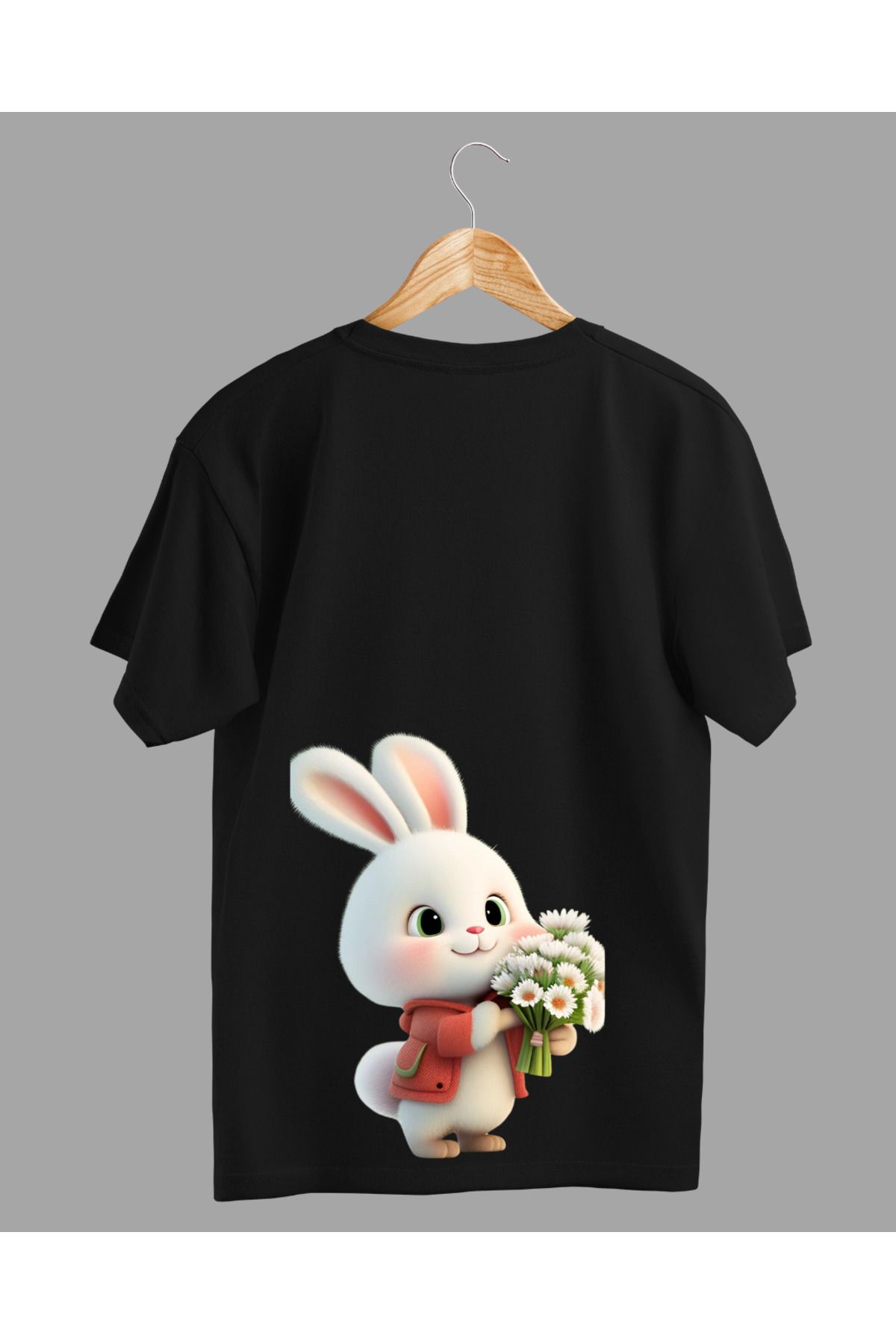Ebiidesign Çiftler İçin Sevimli Tavşanlar Tasarımlı Baskılı T-Shirt