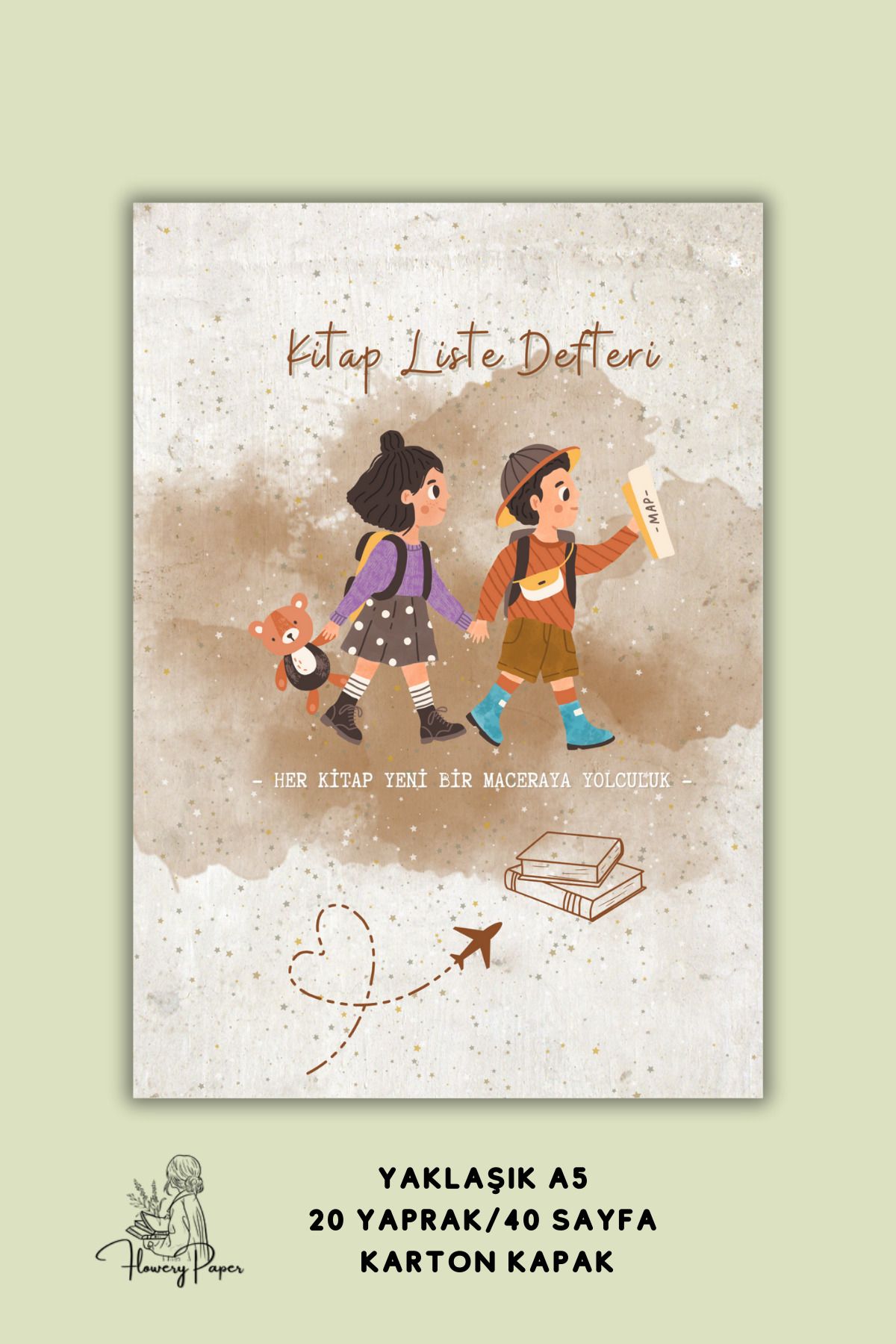 Flowery Paper Macera Çocuk Kitap Liste Defteri , Çocuklar Için Okuma Günlüğü, Kitap, Defter ,günlük