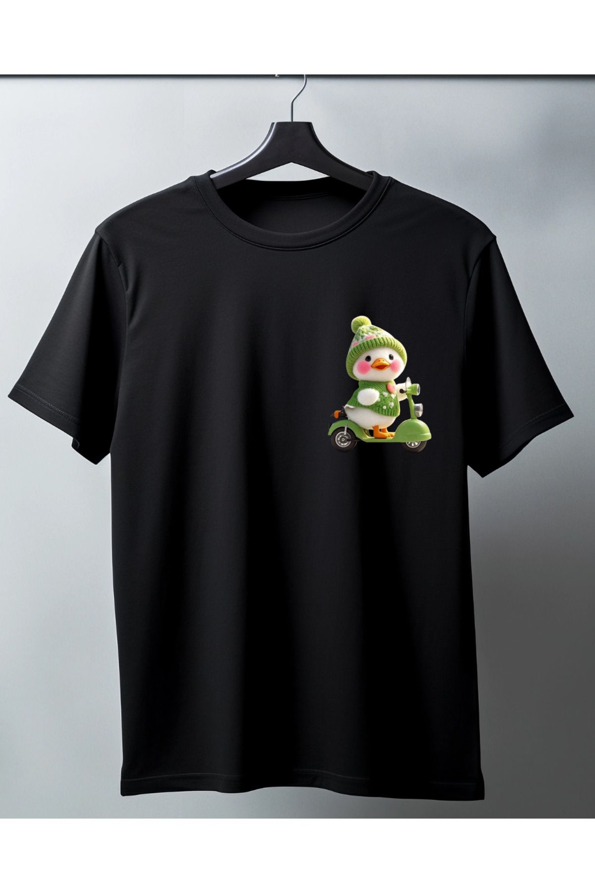 Ebiidesign Çiftler İçin Sevimli Beyaz Ördek Tasarımlı Baskılı T-Shirt