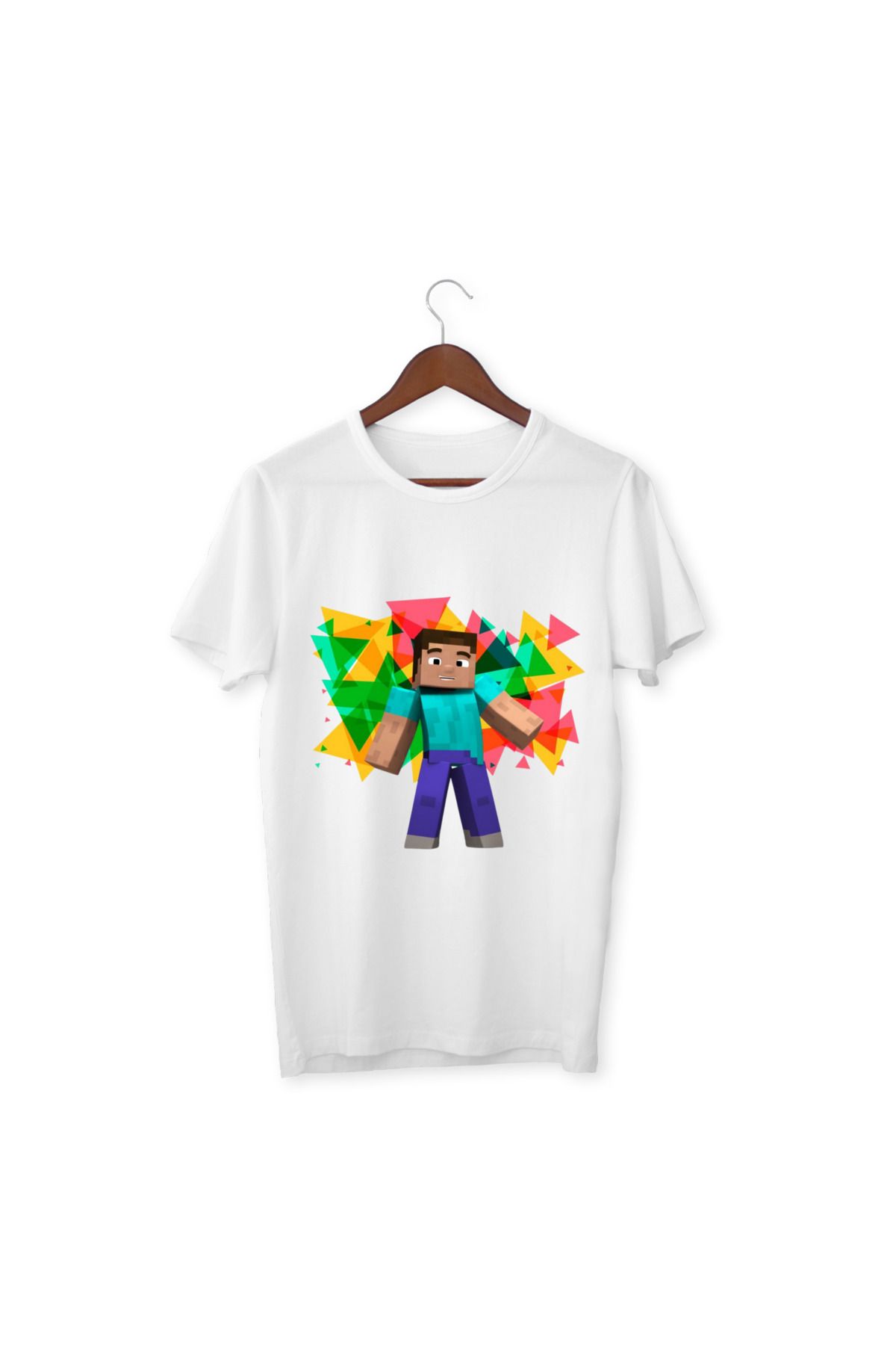 ALPŞAN TİCARET Mınecraft Çocuk Yetişkin Beyaz T-shirt Unisex Çocuk Tişört