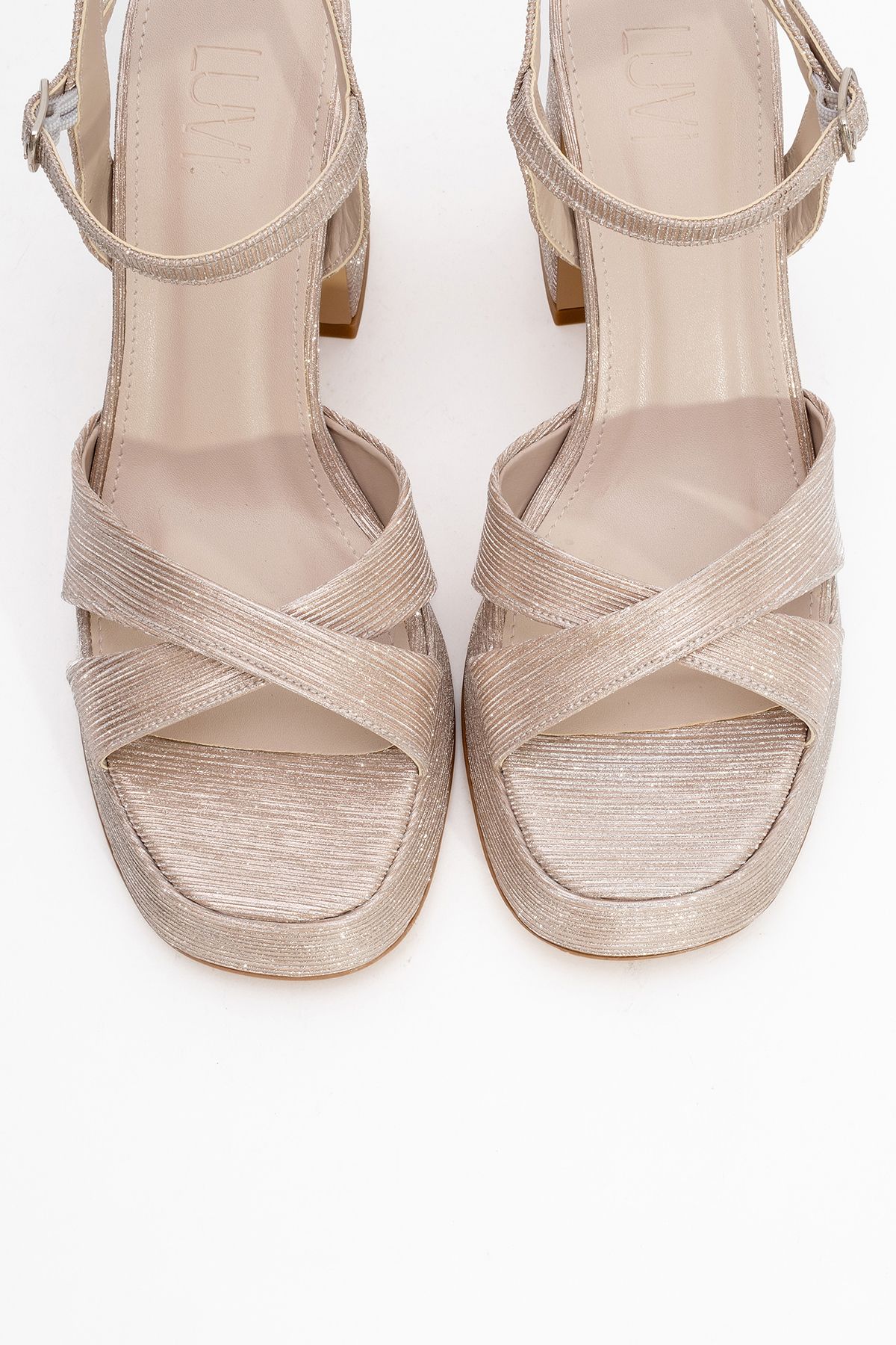 کفش پاشنه کلاسیک طلایی زنانه Lello Gold First Platform Heep luvishoes