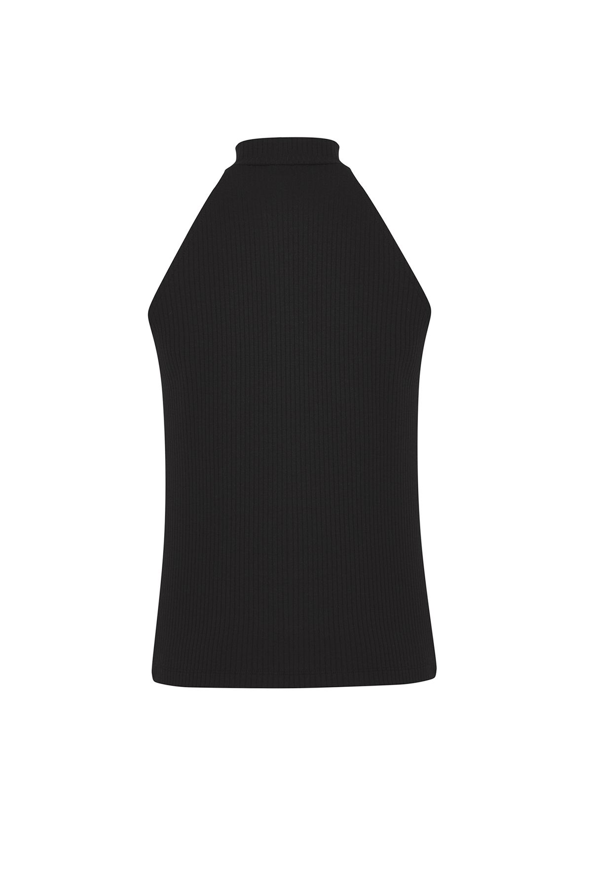 Trendyol Collection-Negru Regular/Regular Fit Guler Halter Tricotat Flexibil TWOSS25AL00021 7