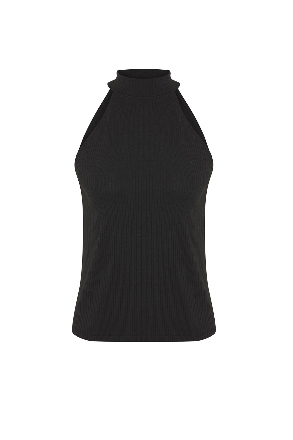 Trendyol Collection-Negru Regular/Regular Fit Guler Halter Tricotat Flexibil TWOSS25AL00021 6