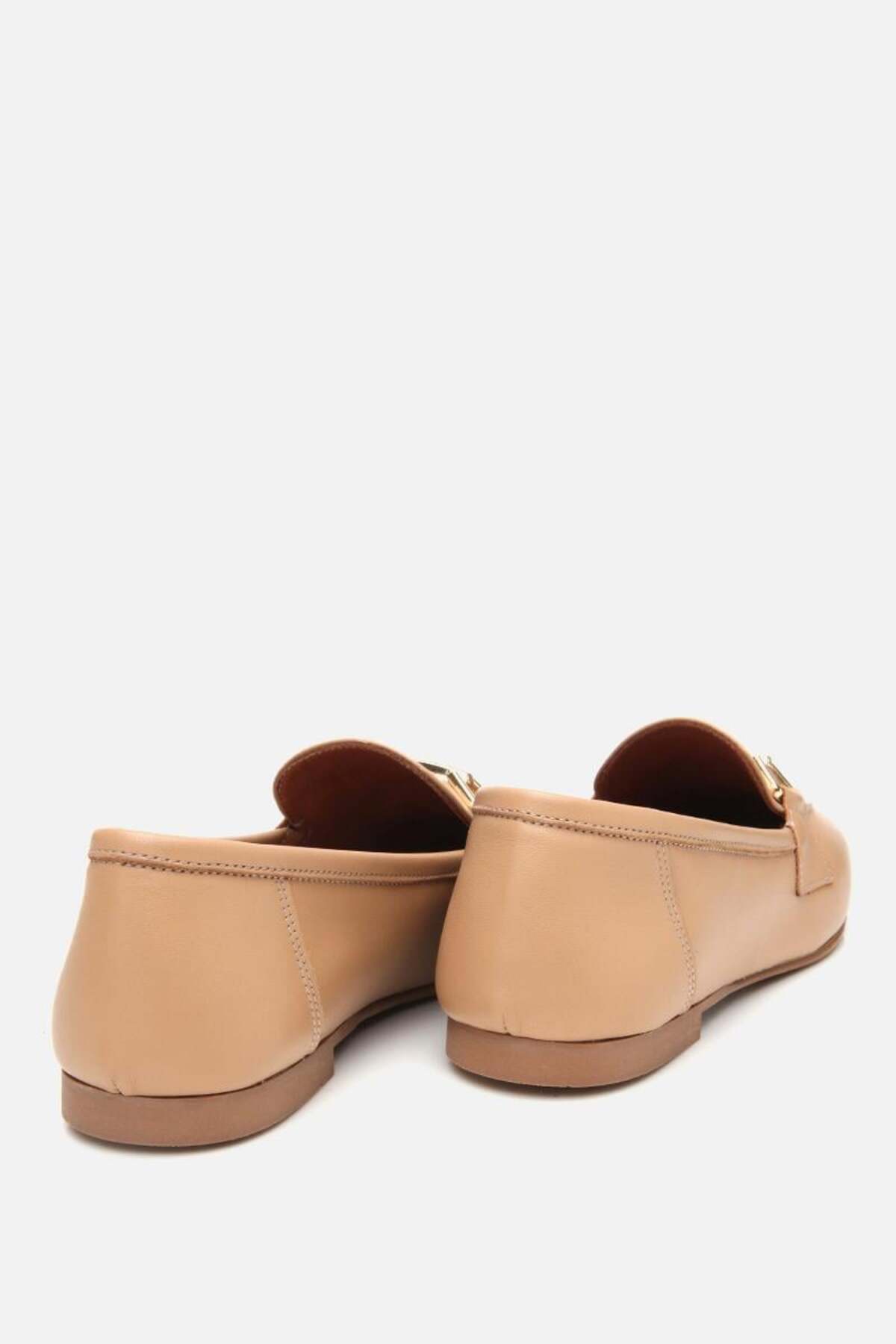Yaya by Hotiç Kadın Deri Bej Tokalı Loafer görsel 8