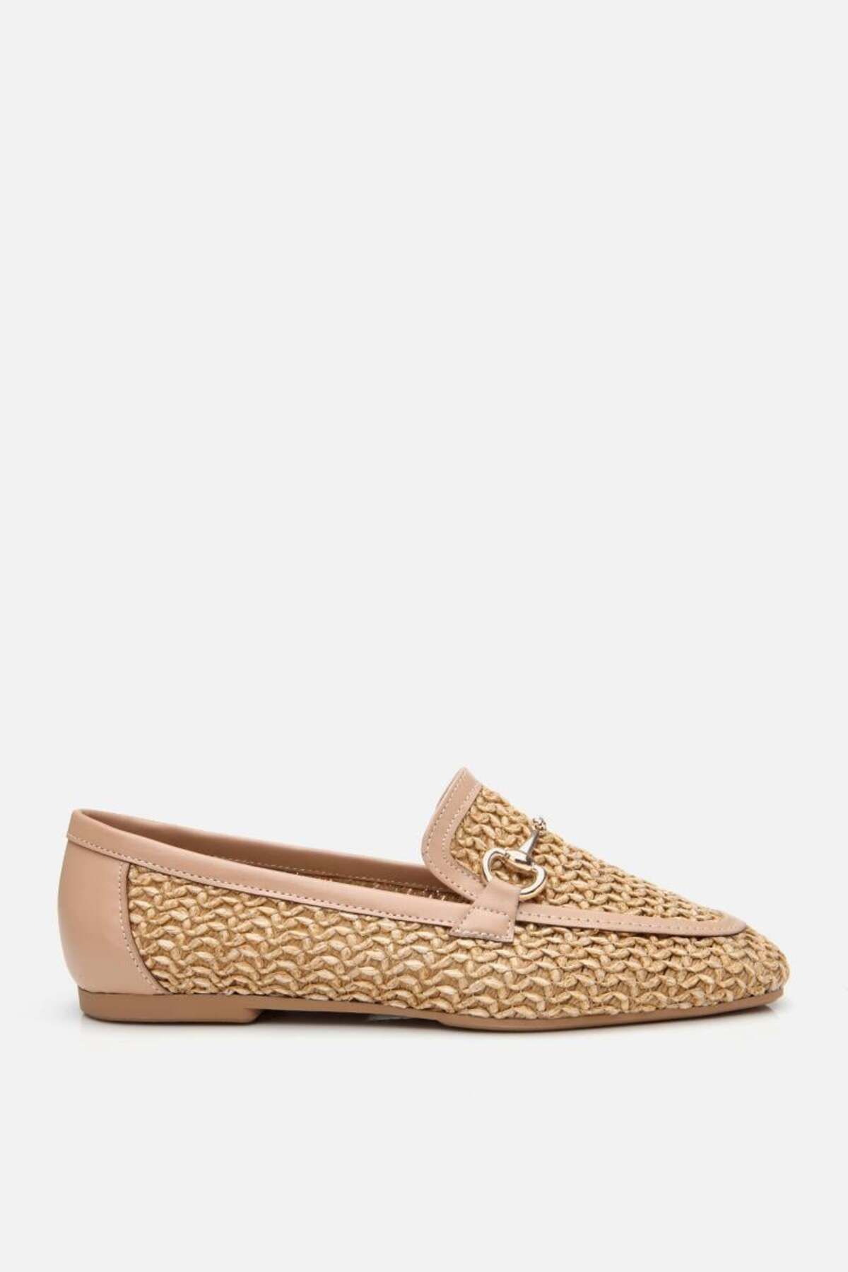 Yaya by Hotiç Kadın Bej Hasır Detaylı Tokalı Loafer