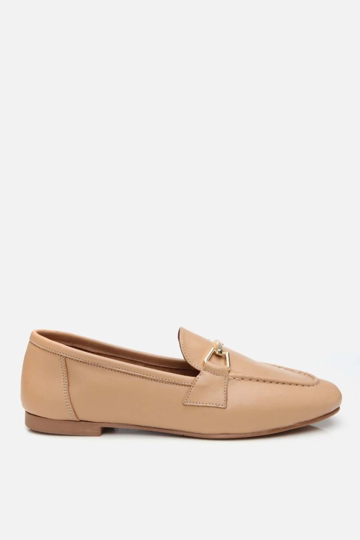 Yaya by Hotiç Kadın Deri Bej Tokalı Loafer görsel 4