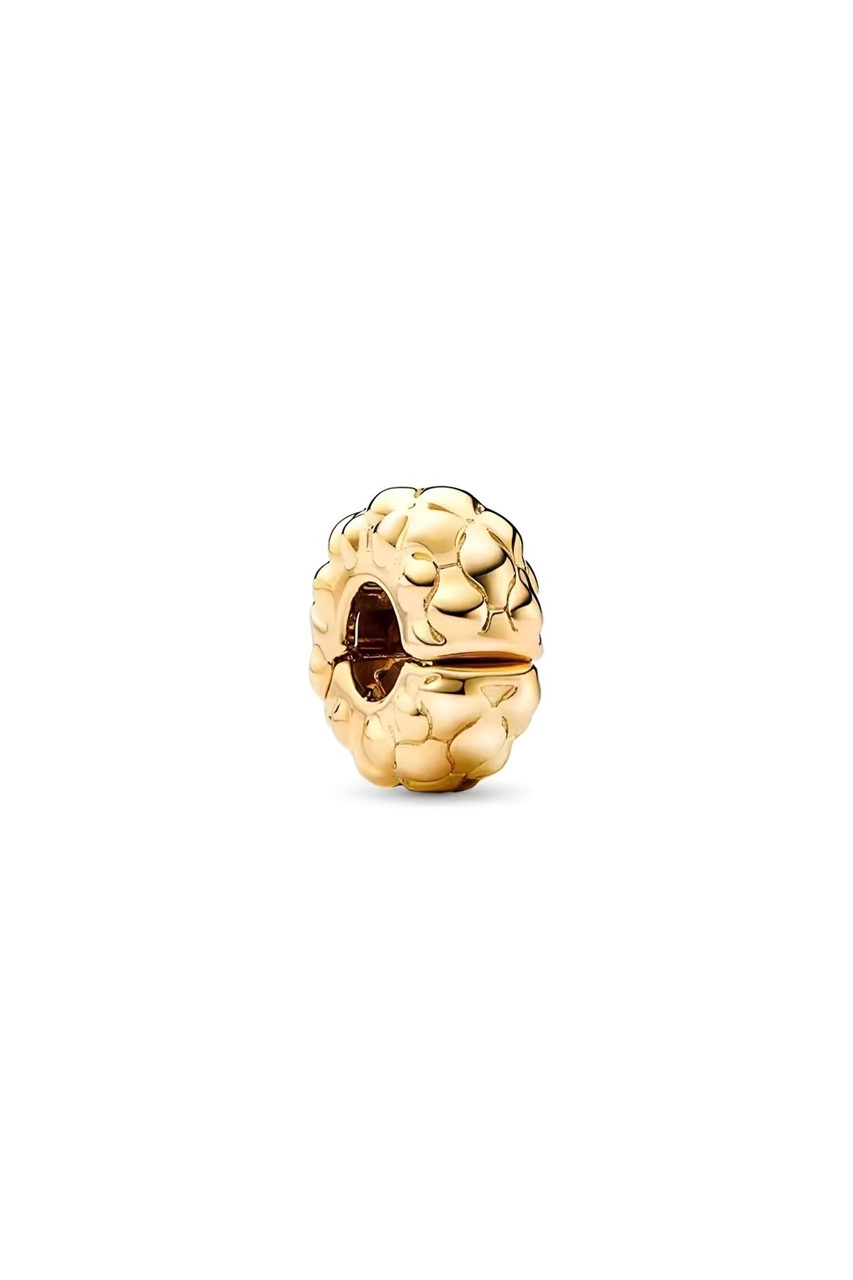Lux Design 925 Ayar Gümüş Dokulu Klips Charm-Gold Altın