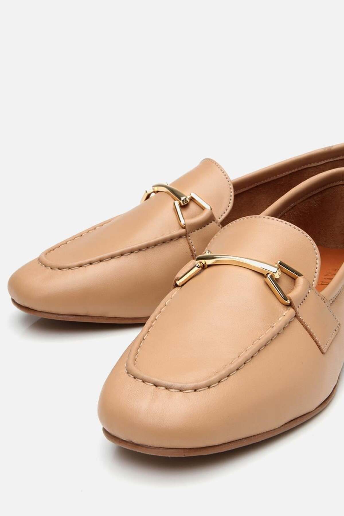 Yaya by Hotiç Kadın Deri Bej Tokalı Loafer görsel 6