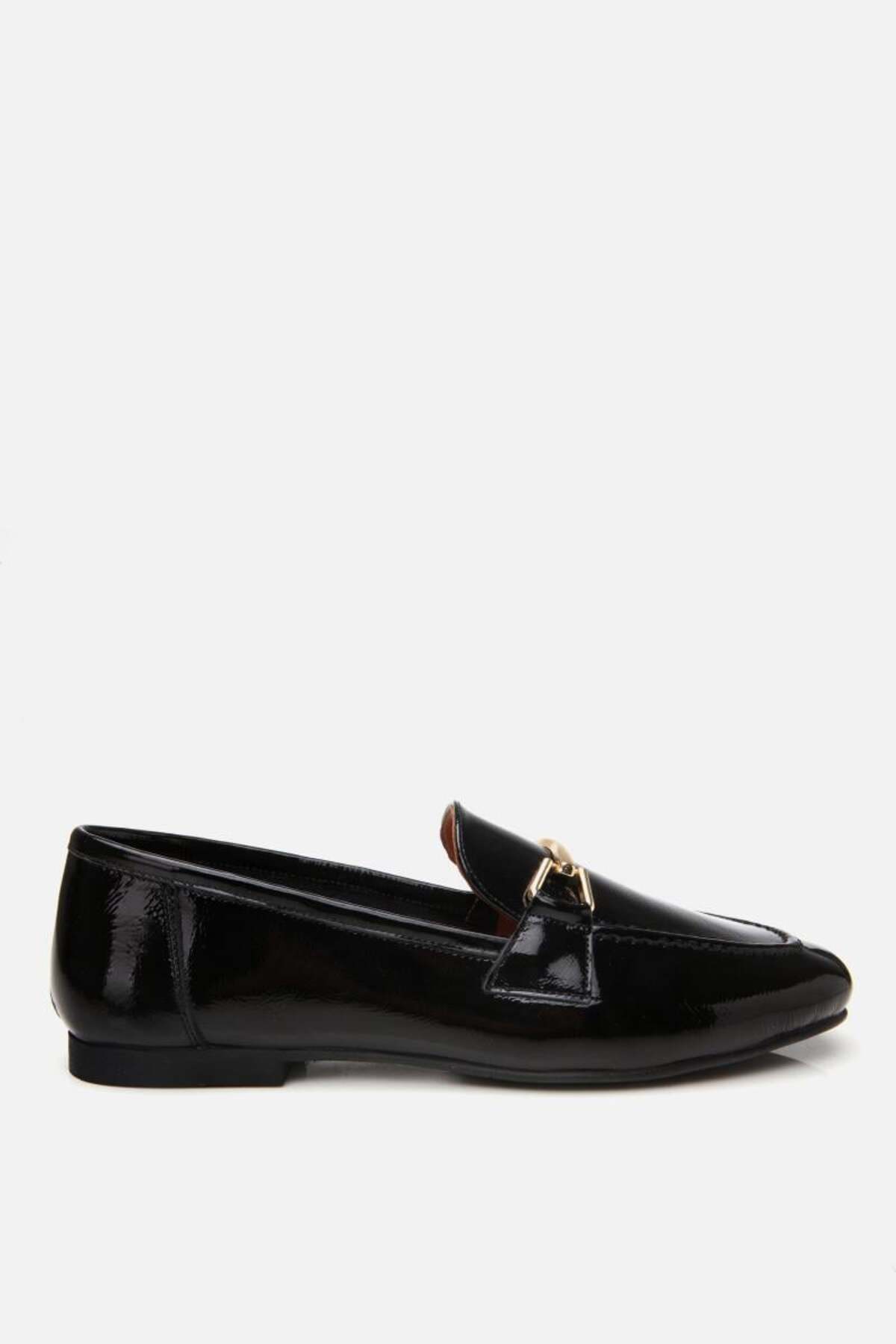 Yaya by Hotiç Kadın Deri Siyah Tokalı Loafer görsel 4