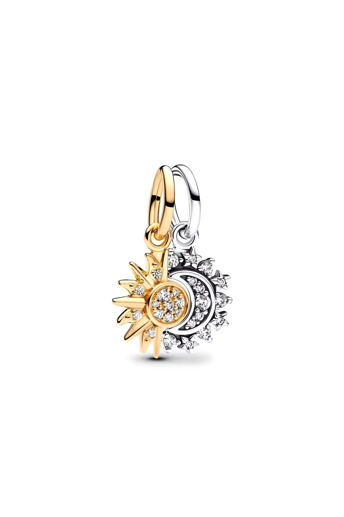 Lux Design 925 Ayar Gümüş Ayrılabilir Güneş ve Ay Sallantılı Charm