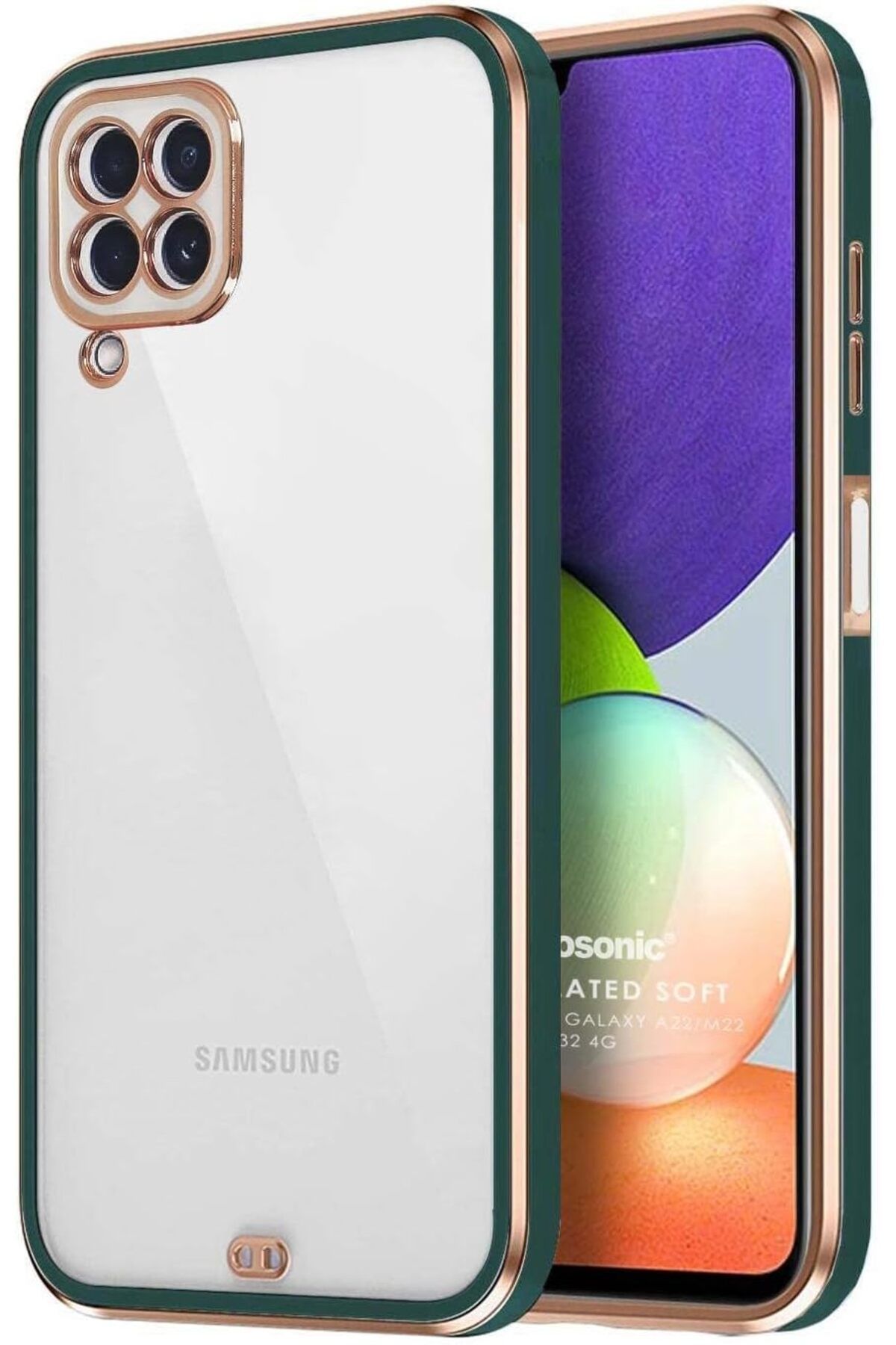 STOREMAX glpzr Galaxy M22 için Kılıf Laser Plated Soft Koyu Yeşil [Galaxy M22 ile Uyumlu Kılıf - Koyu Y