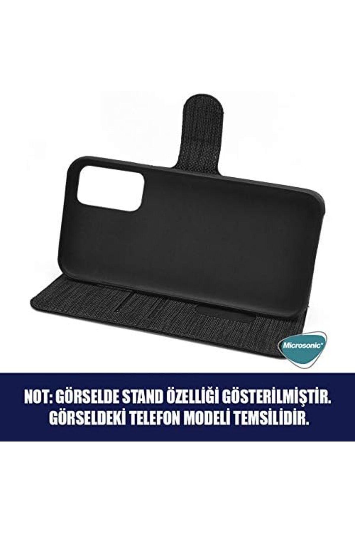 salesalbutik General Mobile GM 20 Pro için Uyumlu  Kılıf Fabric Book Wallet Siyah