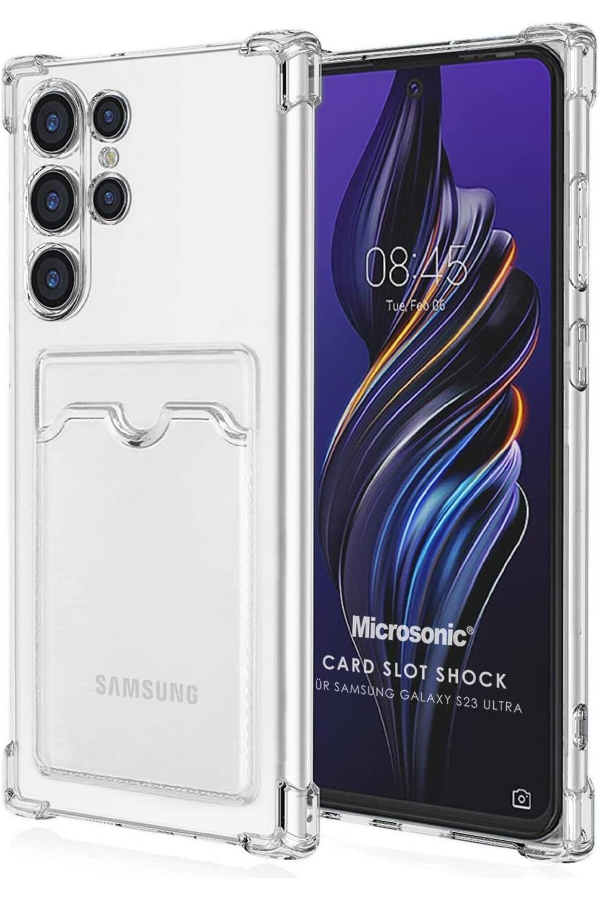 STOREMAX dlshop Galaxy S23 Ultra için Card Slot Shock Kılıf Şeffaf [Galaxy S23 Ultra ile Uyumlu Kılıf -