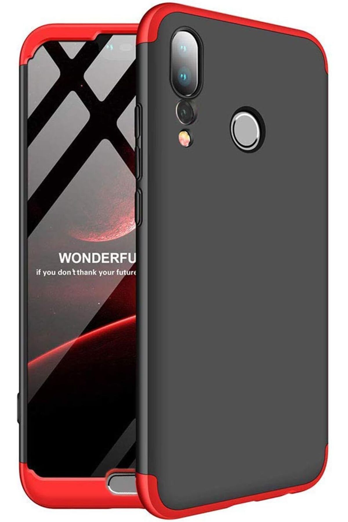 STOREMAX daliashops P20 Pro için Kılıf Double Dip 360 Protective Siyah Kırmızı [P20 Pro ile Uyumlu Kıl
