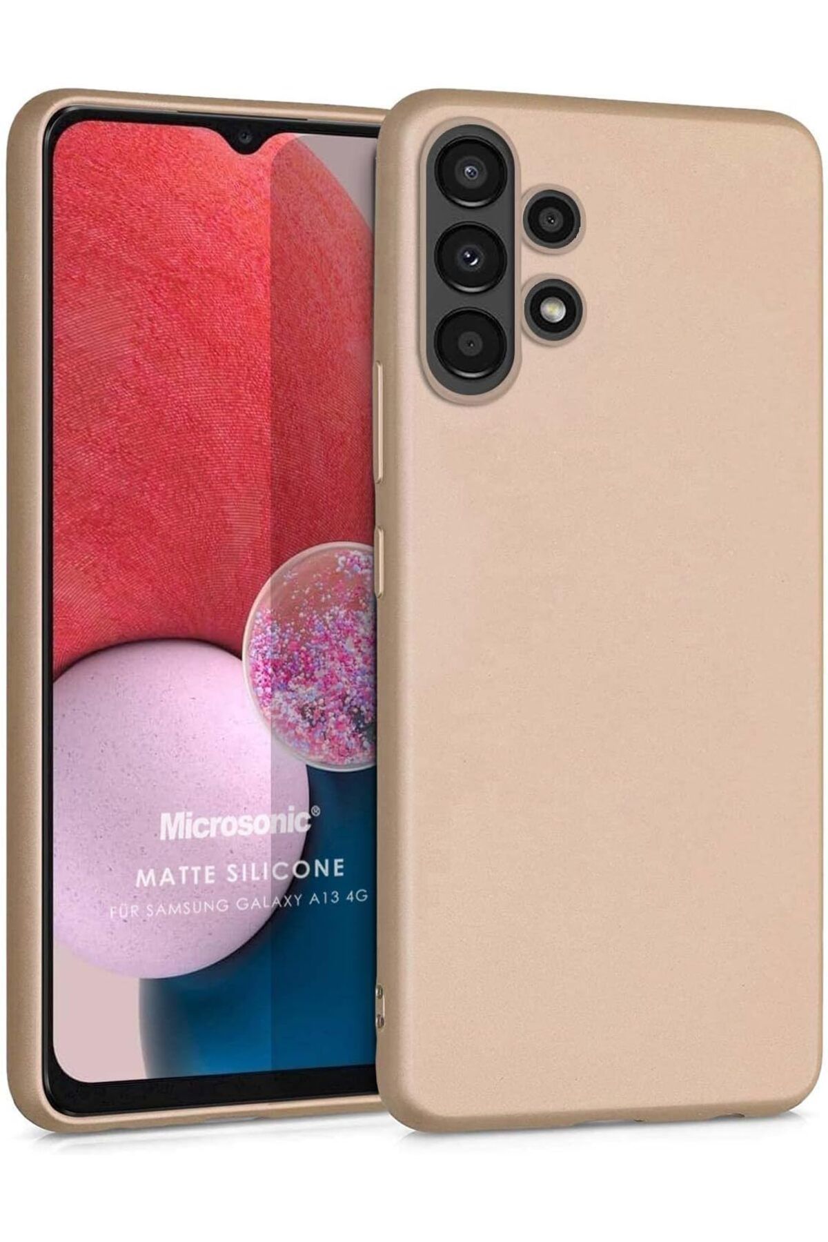 STOREMAX htpshopmx Matte Silicone Galaxy A13 4G için Kılıf Gold [Galaxy A13 4G ile Uyumlu Kılıf - Gold]