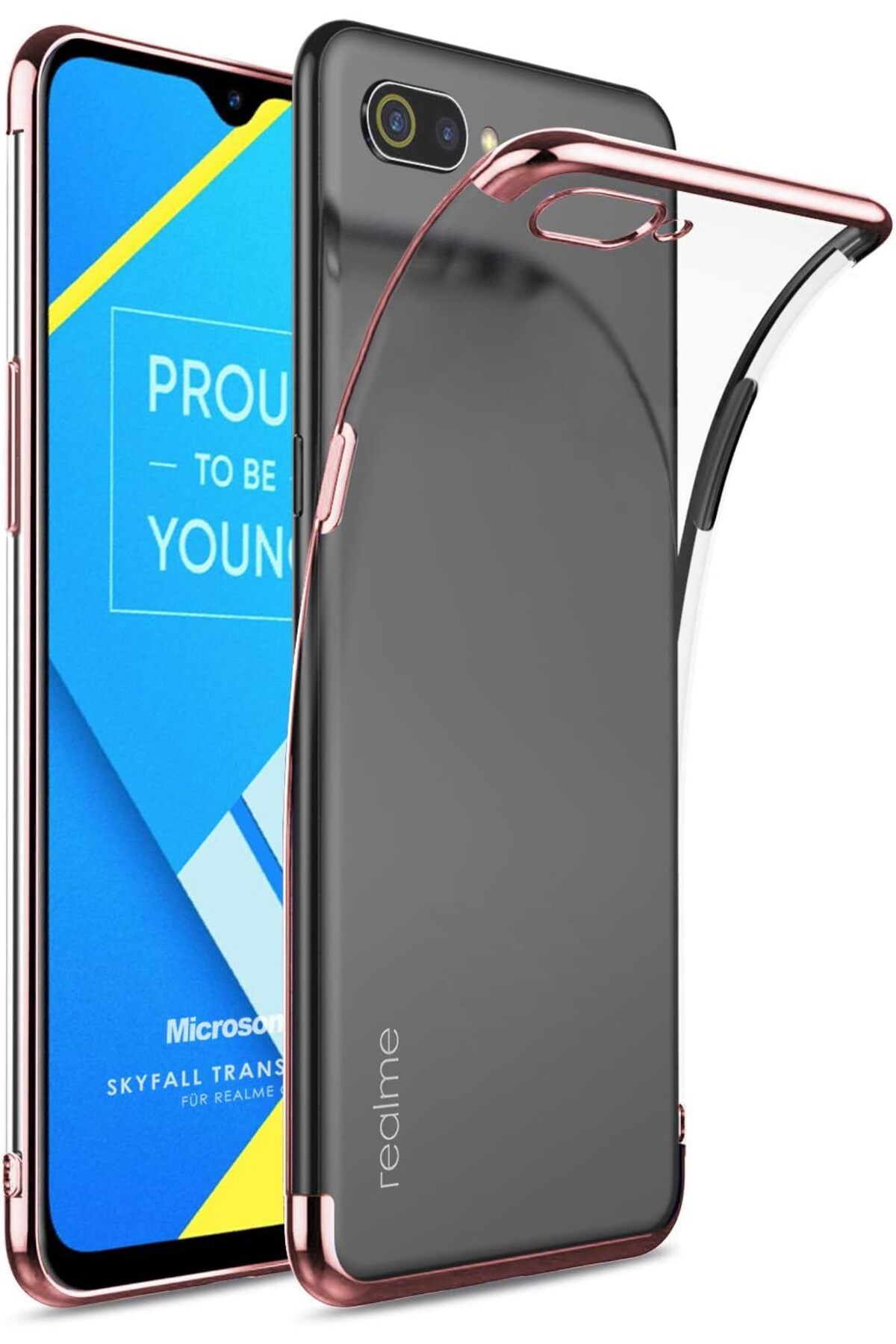STOREMAX htpshopmx Realme C2 Kılıf Skyfall Transparent Clear Rose Gold str http 1092444