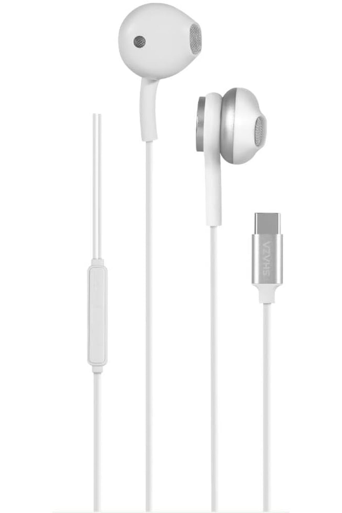 yenibagshop Stereo Ses Silikonlu Type-C Kablolu Kulaklık Beyaz