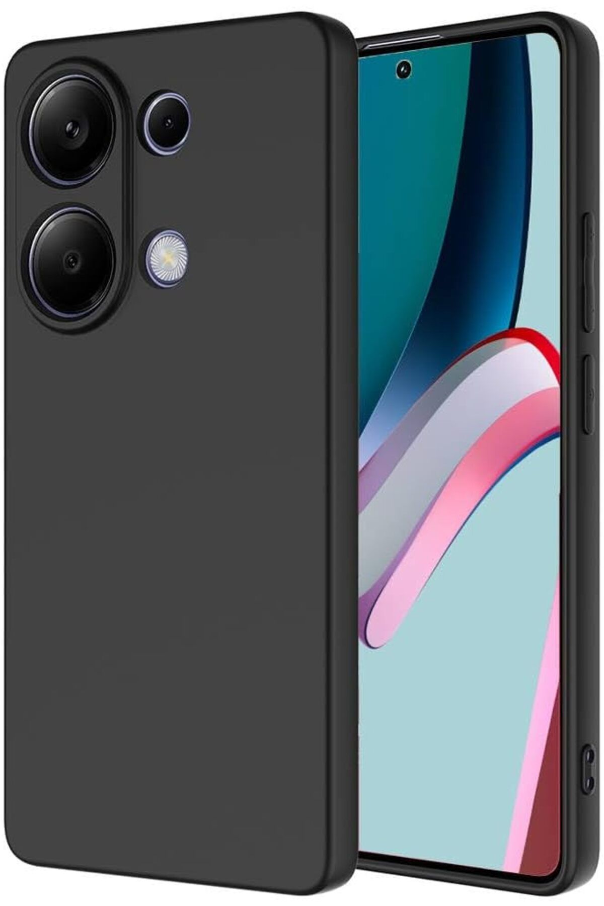 STOREMAX srhtDS Xiaomi Redmi Note 13 Pro 4G Uyumlu içi Kadife Leke Tutmaz Yumuşak Lansman Kılıf (Siyah) D