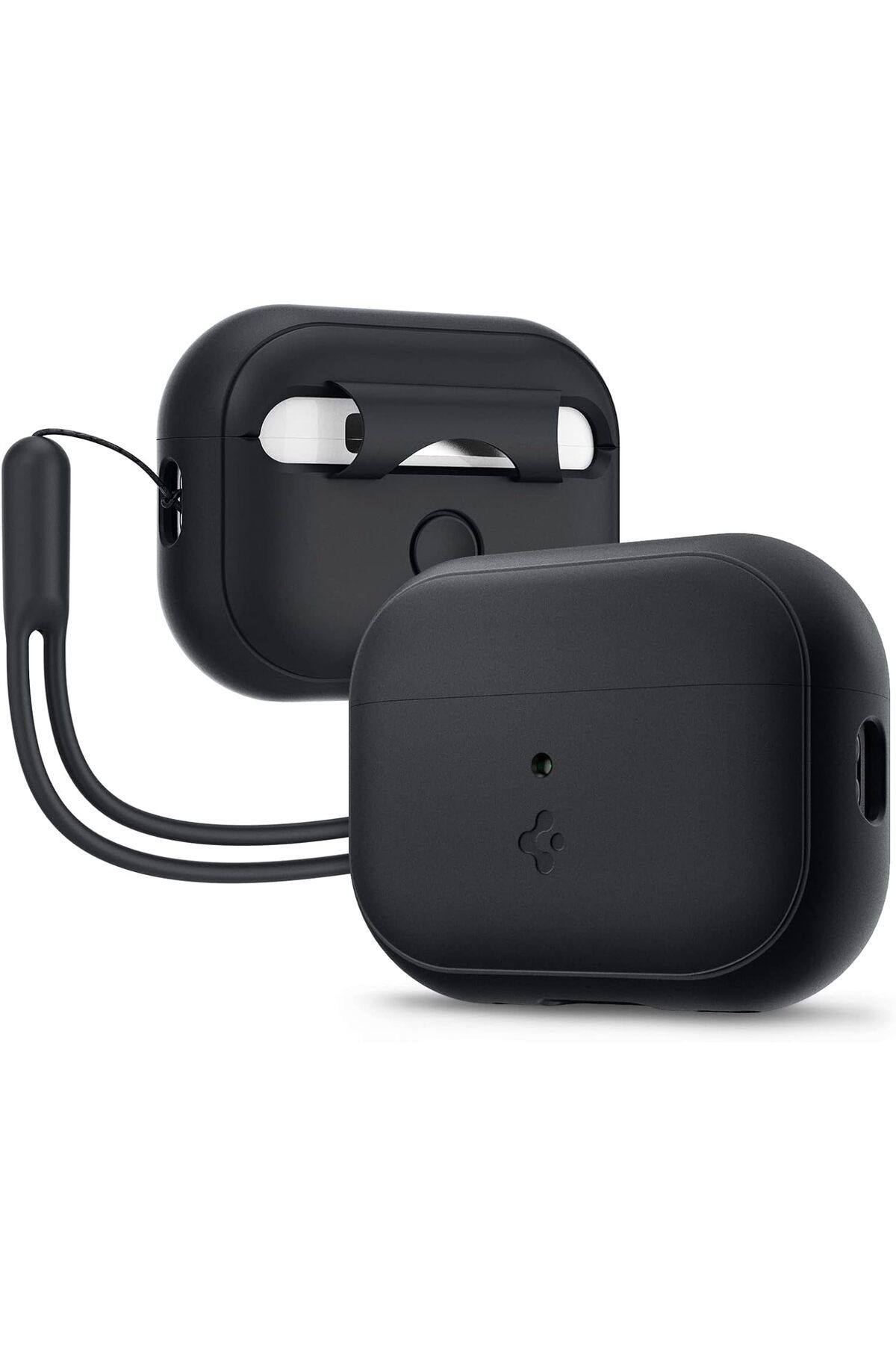 yenibagshop Apple AirPods Pro (2.nesil) Kılıf Silicone Fit Black + Strap (Askı İpi) Black - ACS05479